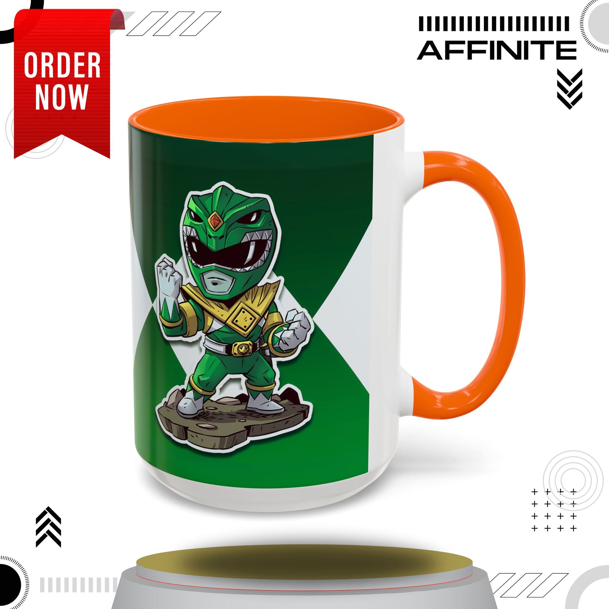 Mug Green Ranger Mug – 11oz & 15oz Mighty Morphin Power Rangers Ceramic Cup 15oz Orange
