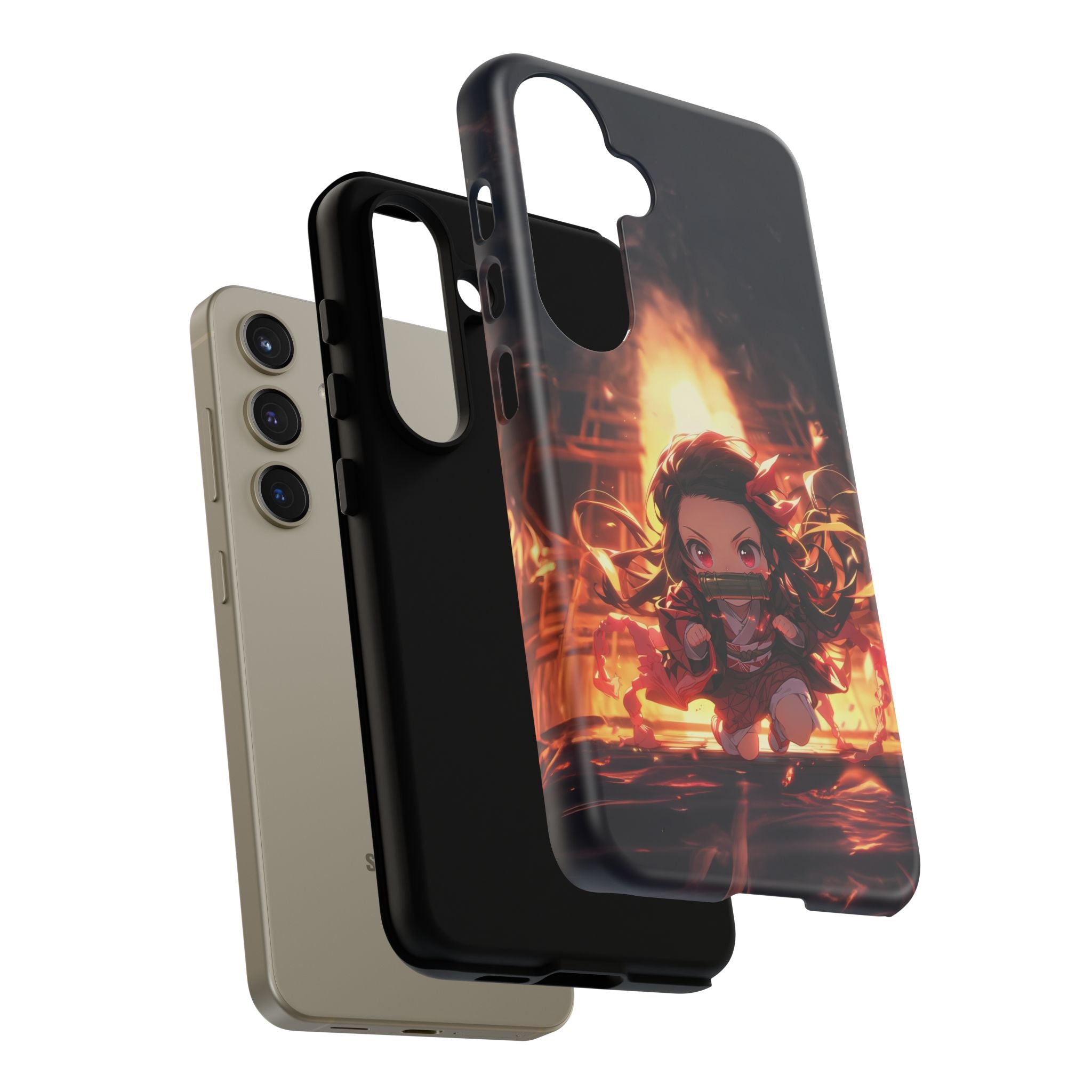 Chibi Nezuko Kamado Tough Phone Case – Anime Protective Case for iPhone & Samsung, UV Resistant, Durable & Stylish