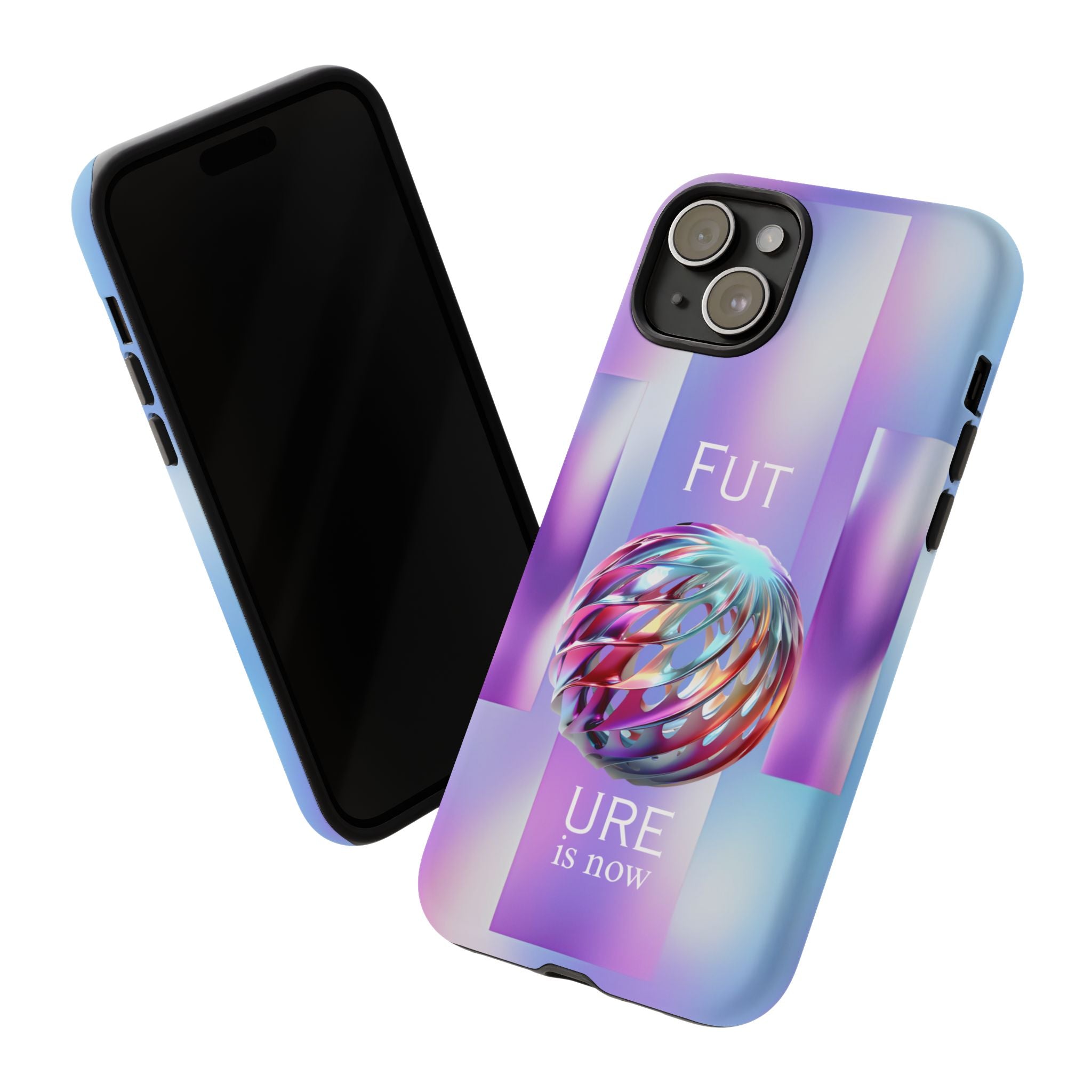 Futuristic Gradient Tough Case – 'Future is Now' 3D Design | Shockproof & UV Protected