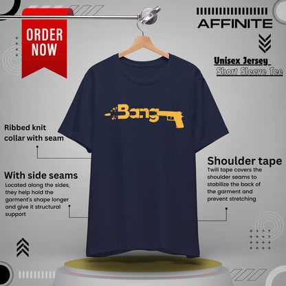 T-Shirt Bang Graphic Unisex Jersey Short Sleeve Tee - Casual Streetwear T-Shirt Navy