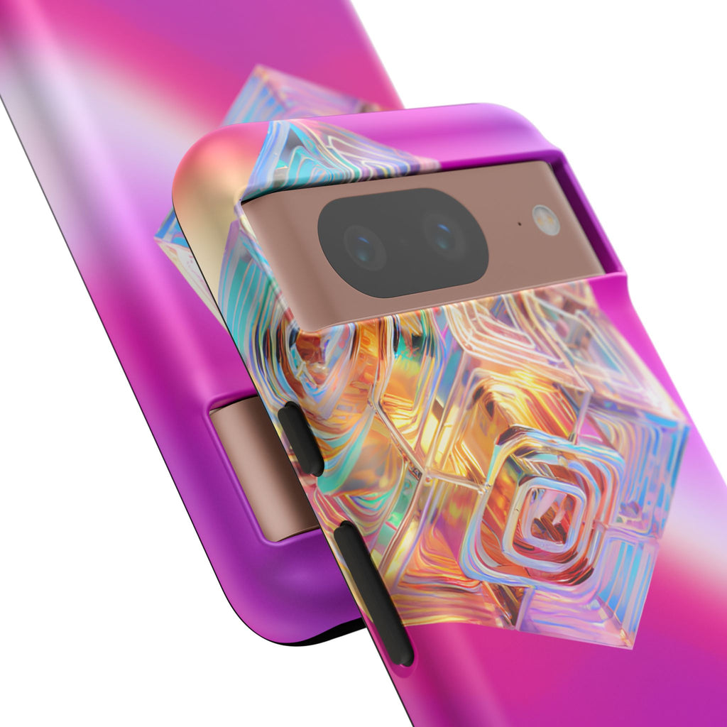 Vibrant 3D Cube Phone Case - Colorful Gradient Art for iPhone, Samsung & Pixel