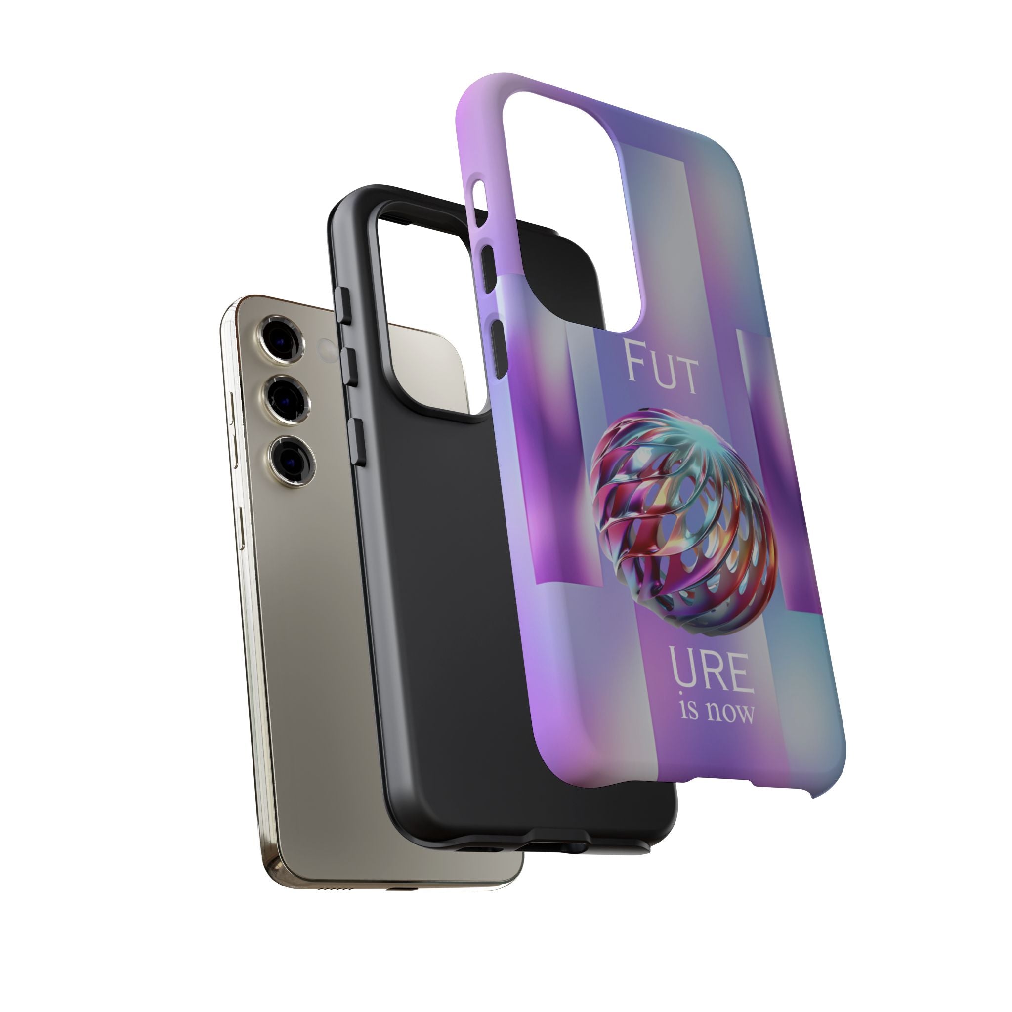 Futuristic Gradient Tough Case – 'Future is Now' 3D Design | Shockproof & UV Protected