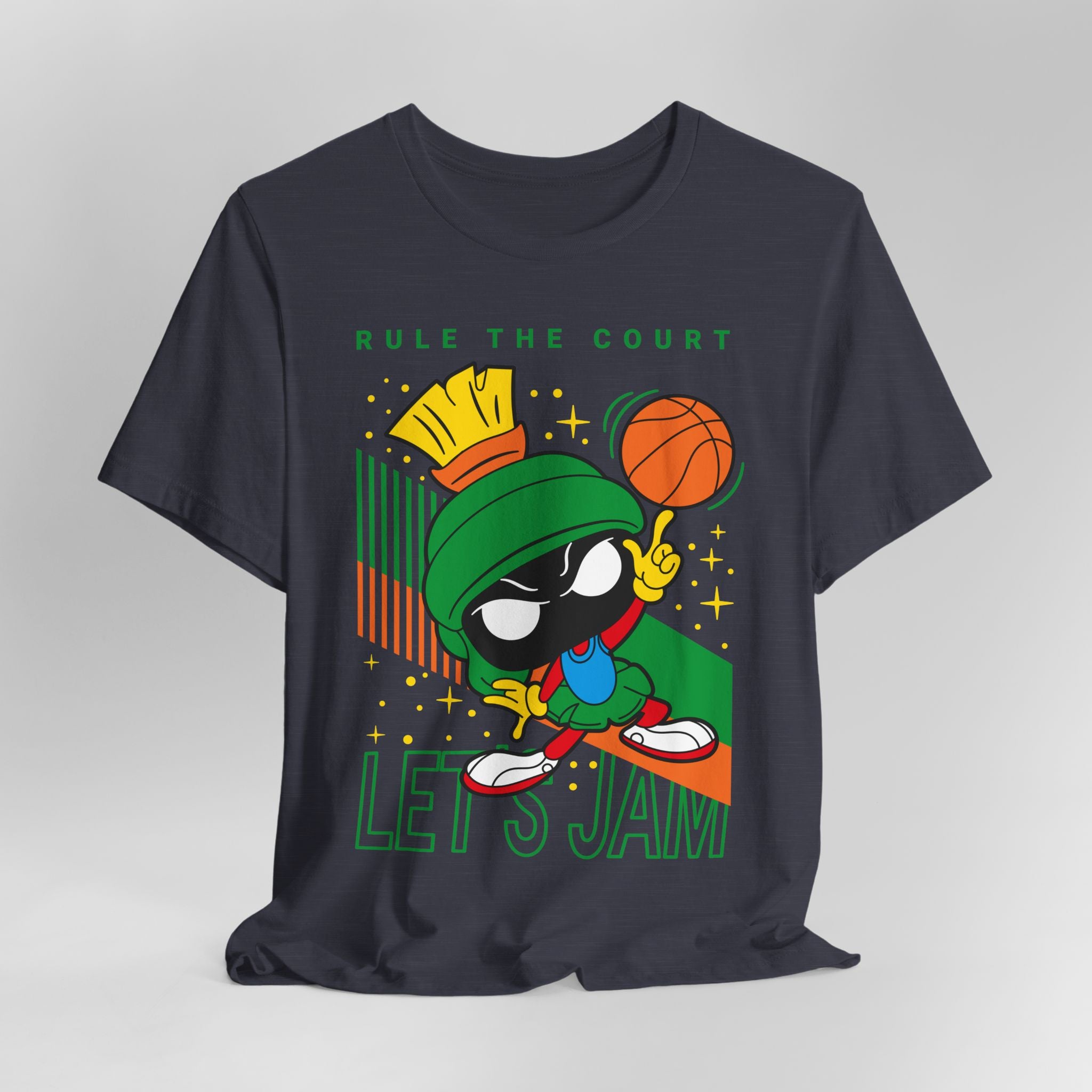 Cartoon Marvin Basketball Graphic Tee - "Rule the Court, Let's Jam!"