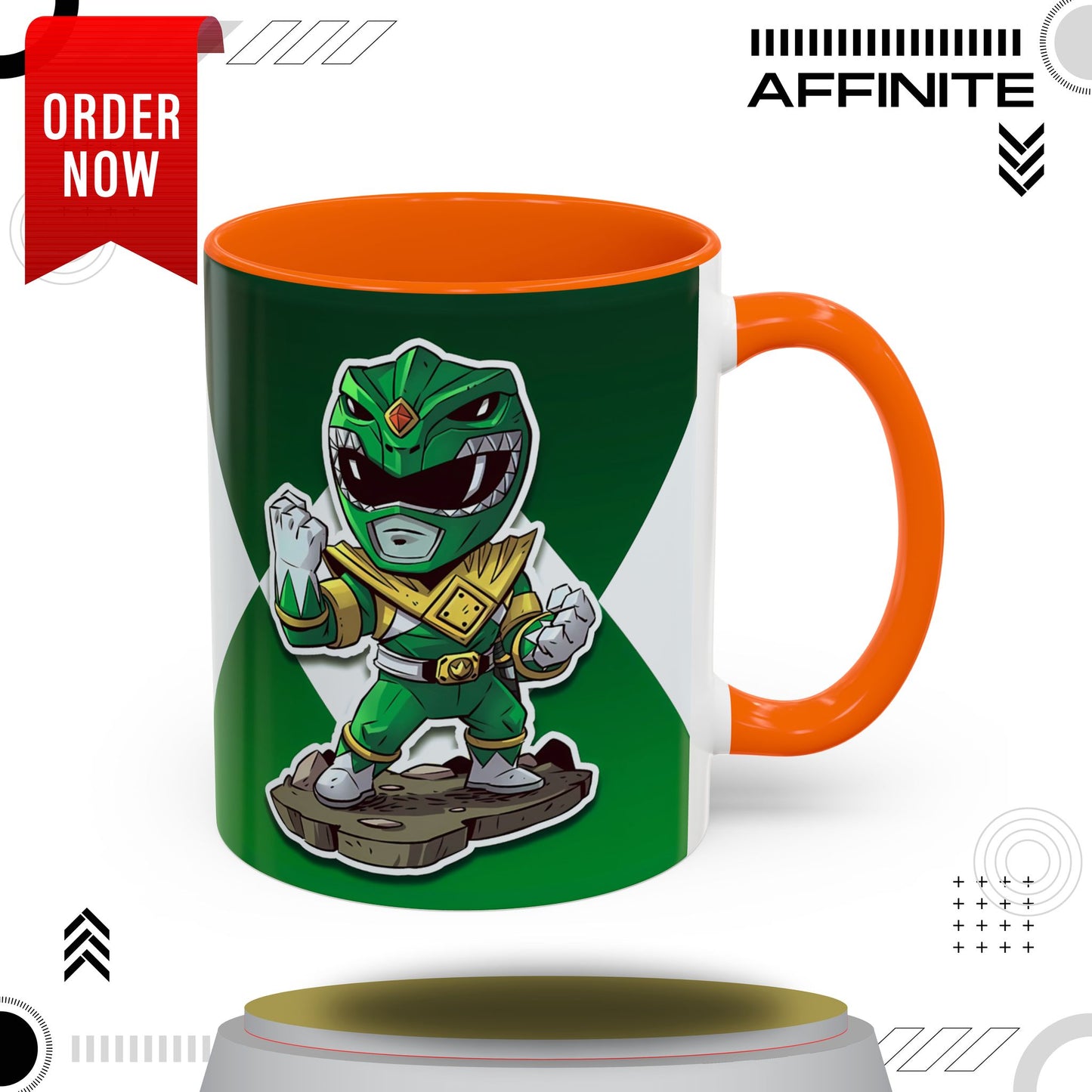 Mug Green Ranger Mug – 11oz & 15oz Mighty Morphin Power Rangers Ceramic Cup 11oz Orange