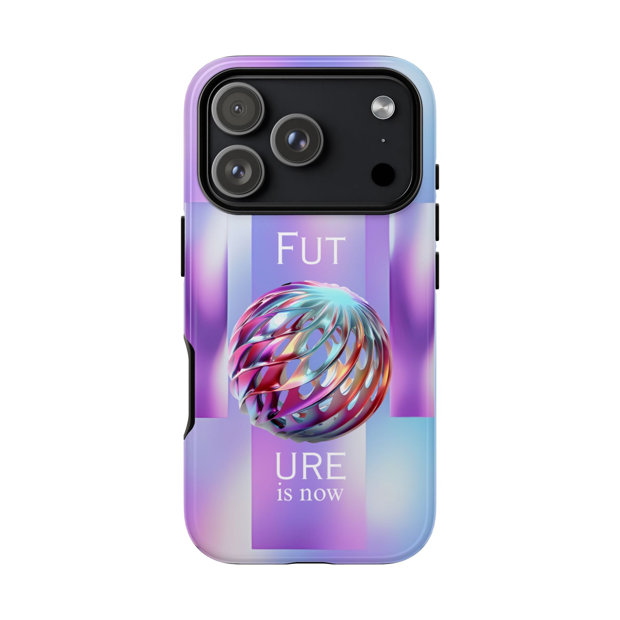 Futuristic Gradient Tough Case – 'Future is Now' 3D Design | Shockproof & UV Protected
