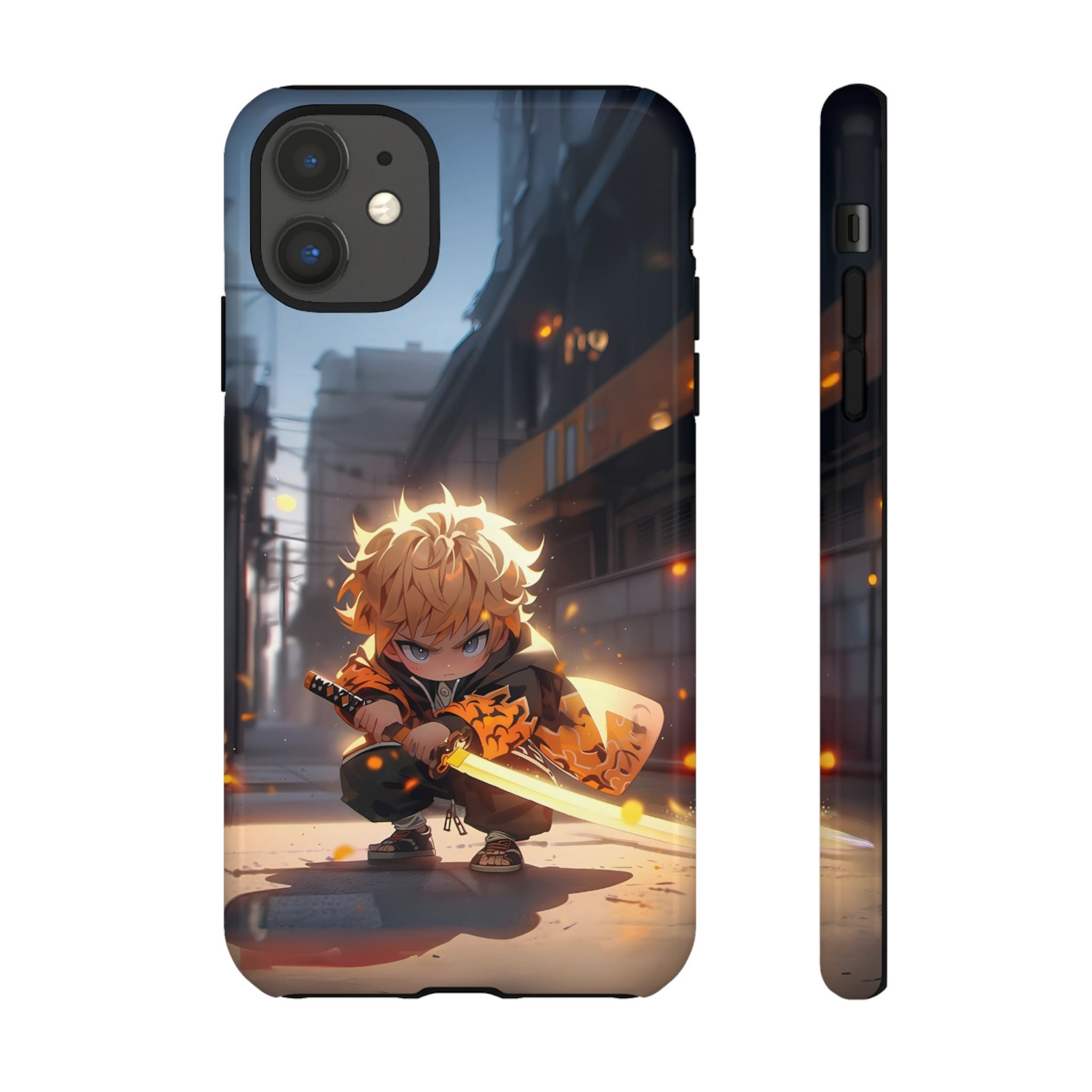 Chibi Zenitsu Lightning Tough Phone Case – Anime Protective Case for iPhone & Samsung, UV Resistant, Durable & Stylish