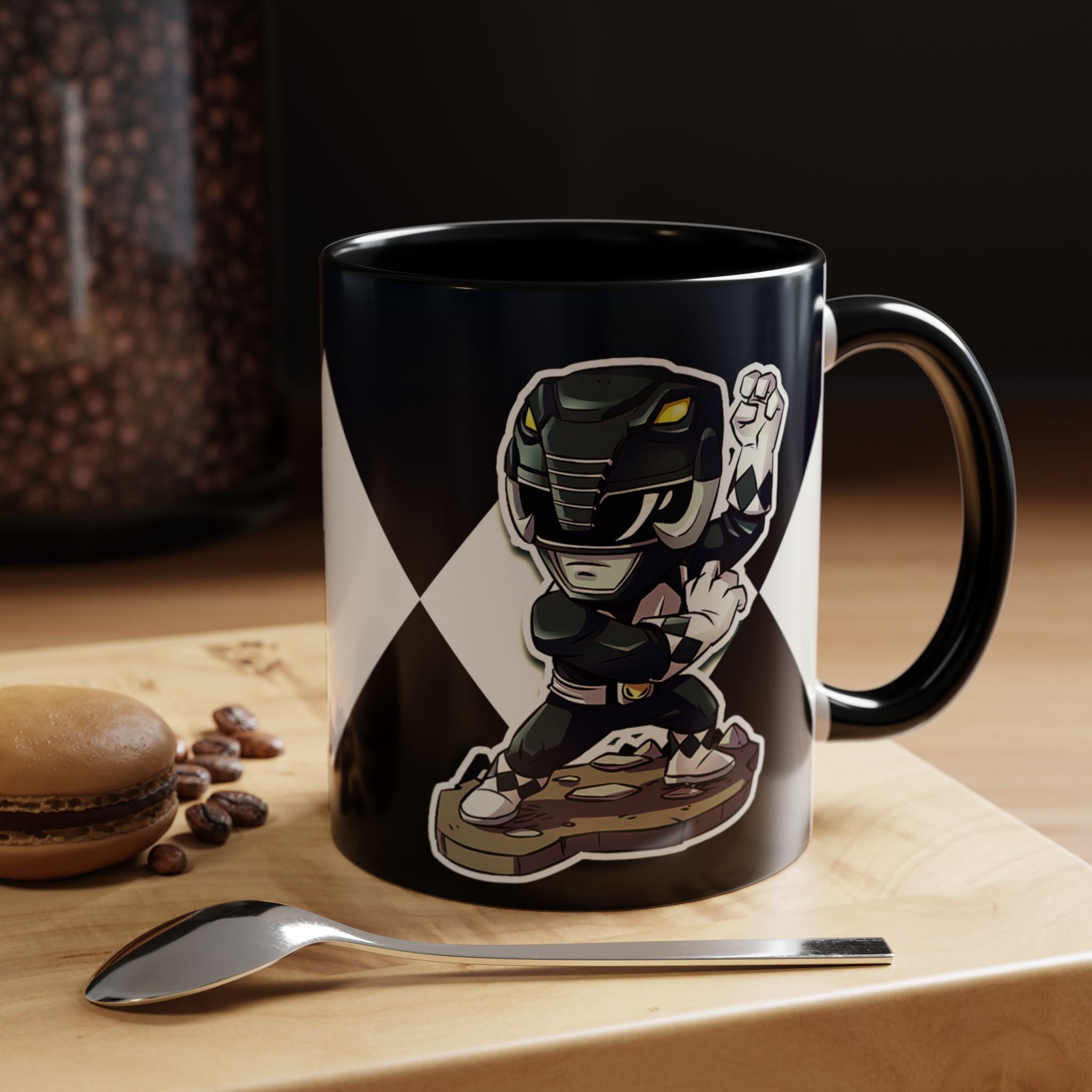 Mighty Morphin Power Rangers Black Ranger Ceramic Mug - 11oz & 15oz Coffee Mug - Accent Mug for Pop Culture Fans