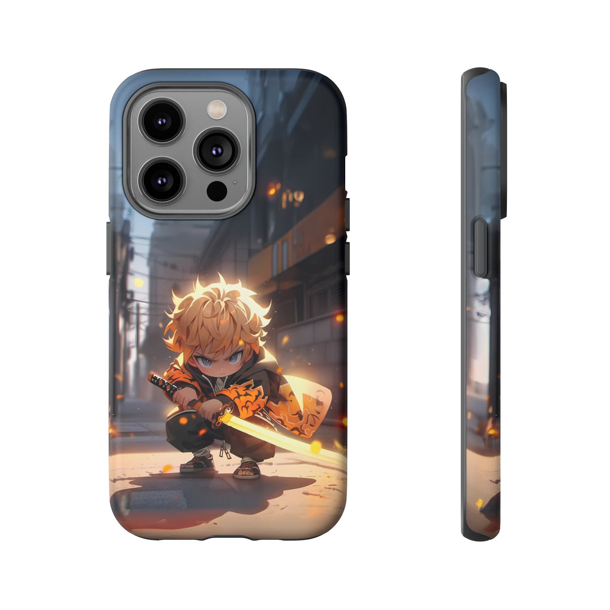Chibi Zenitsu Lightning Tough Phone Case – Anime Protective Case for iPhone & Samsung, UV Resistant, Durable & Stylish