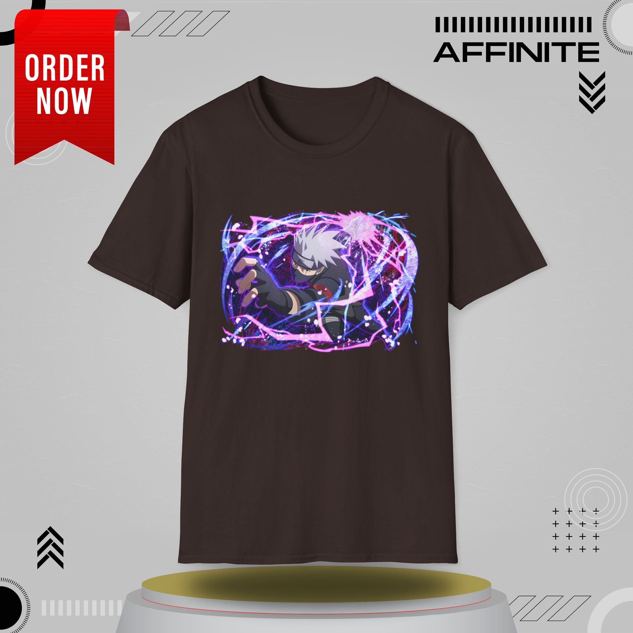 T-Shirt Unisex Softstyle T-Shirt - Bold Anime Kakashi Graphics Dark Chocolate
