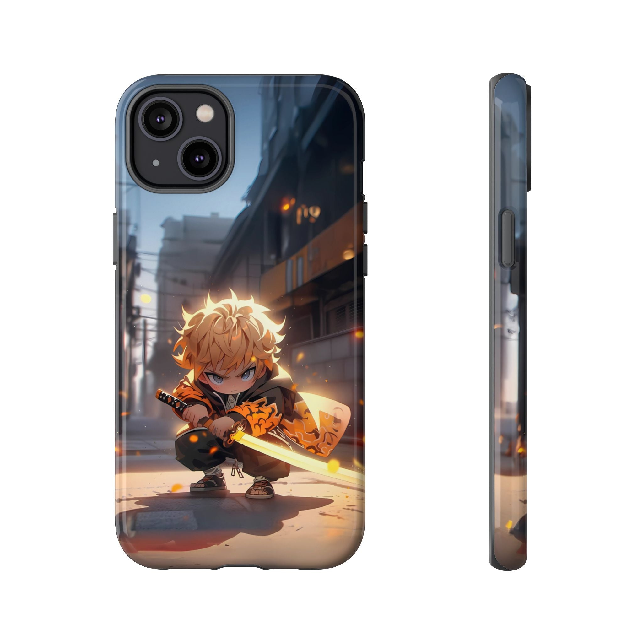 Chibi Zenitsu Lightning Tough Phone Case – Anime Protective Case for iPhone & Samsung, UV Resistant, Durable & Stylish