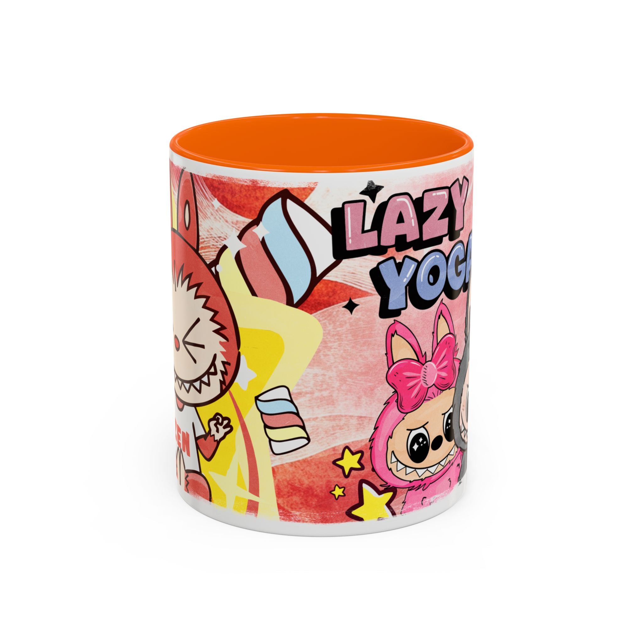 Lazy Yoga Labubu Cartoon Accent Coffee Mug - Fun and Playful Design for Coffee Lovers