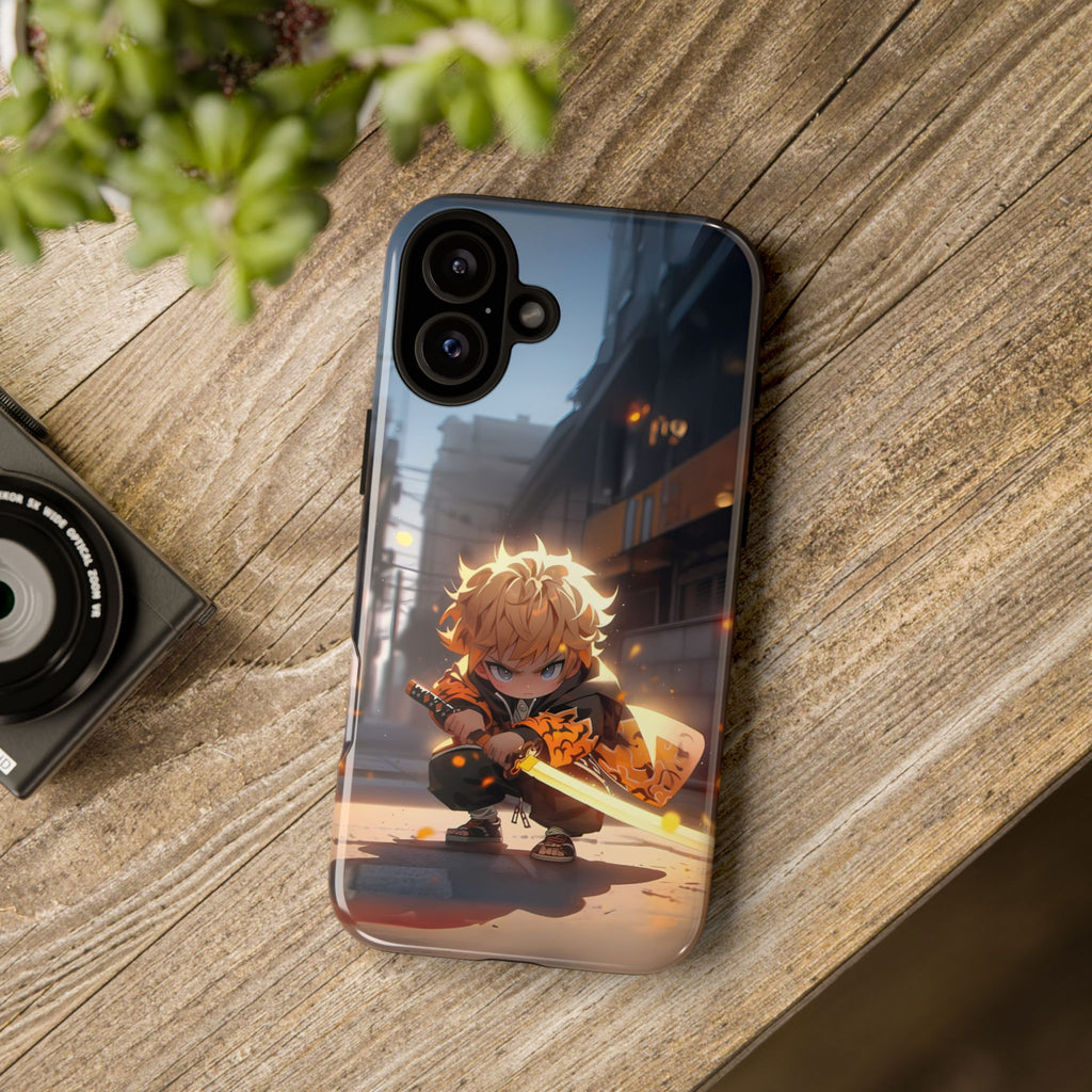 Chibi Zenitsu Lightning Tough Phone Case – Anime Protective Case for iPhone & Samsung, UV Resistant, Durable & Stylish