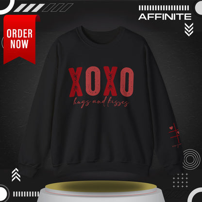 Sweatshirt XOXO Hugs and Kisses Crewneck Sweatshirt - Cozy Valentine's Day Gift Black