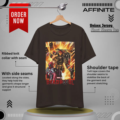 T-Shirt Marvel T Shirt - Deadpool Graphic Tee (Unisex Cotton) Brown