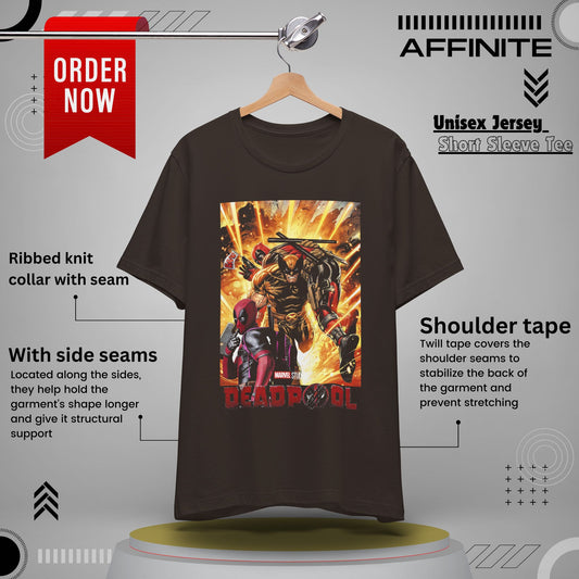 T-Shirt Marvel T Shirt - Deadpool Graphic Tee (Unisex Cotton) Brown