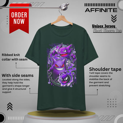 T-Shirt Ghostly Kanto Vibes Unisex Jersey Short Sleeve Tee - Spooky Design Forest
