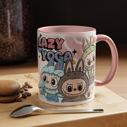 Mug Lazy Yoga Cartoon Labubu Accent Coffee Mug - Fun and Whimsical Design for Coffee Lovers