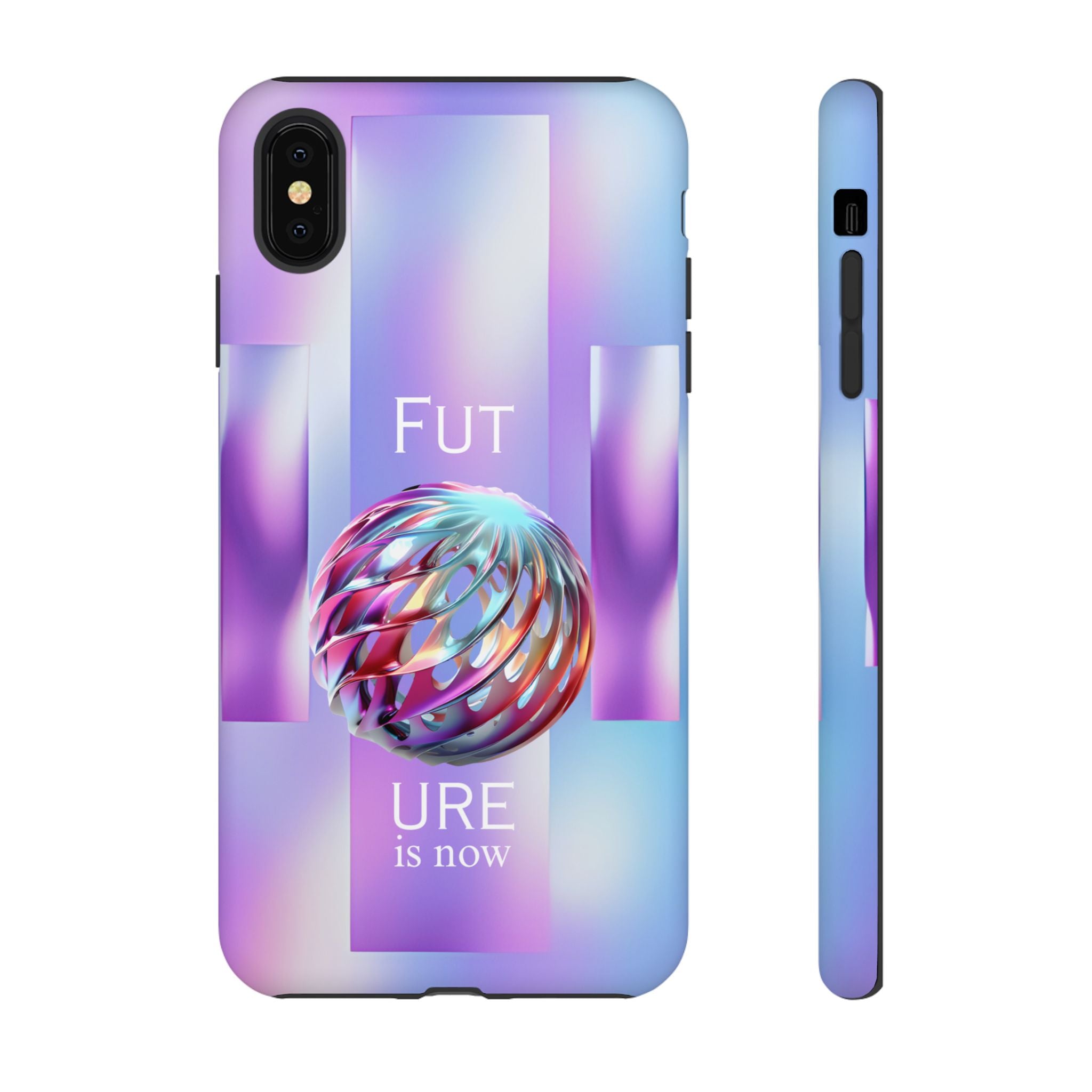 Futuristic Gradient Tough Case – 'Future is Now' 3D Design | Shockproof & UV Protected