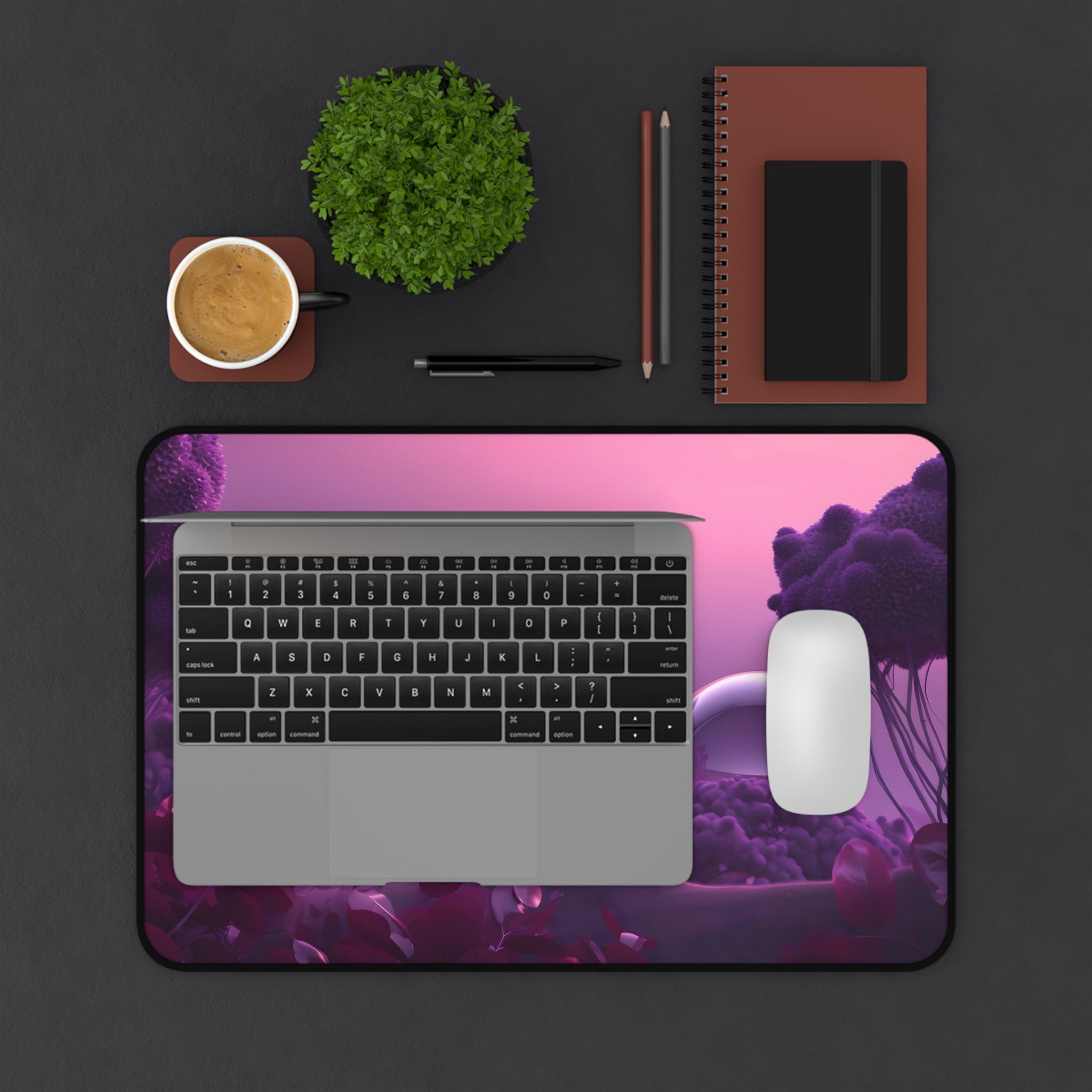 Purple Desk Mat - Surreal Bubble Landscape Dreamscape Mouse Pad Mouse Pad