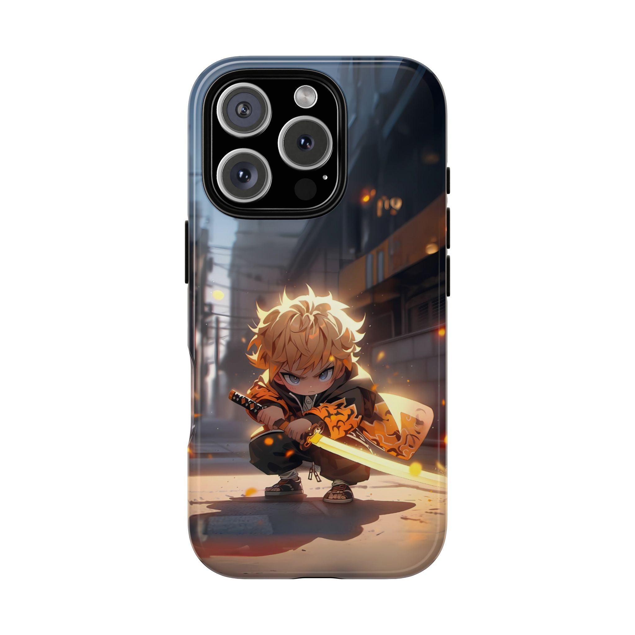 Chibi Zenitsu Lightning Tough Phone Case – Anime Protective Case for iPhone & Samsung, UV Resistant, Durable & Stylish