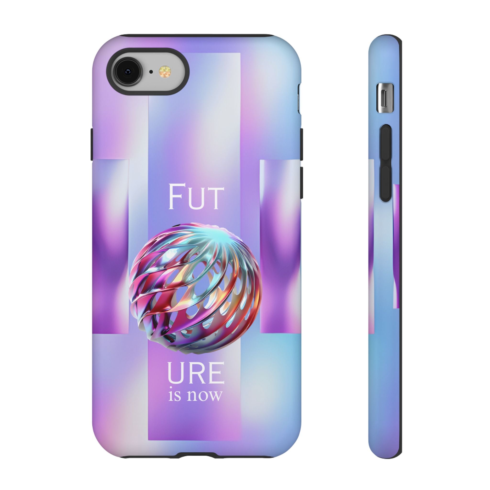 Futuristic Gradient Tough Case – 'Future is Now' 3D Design | Shockproof & UV Protected