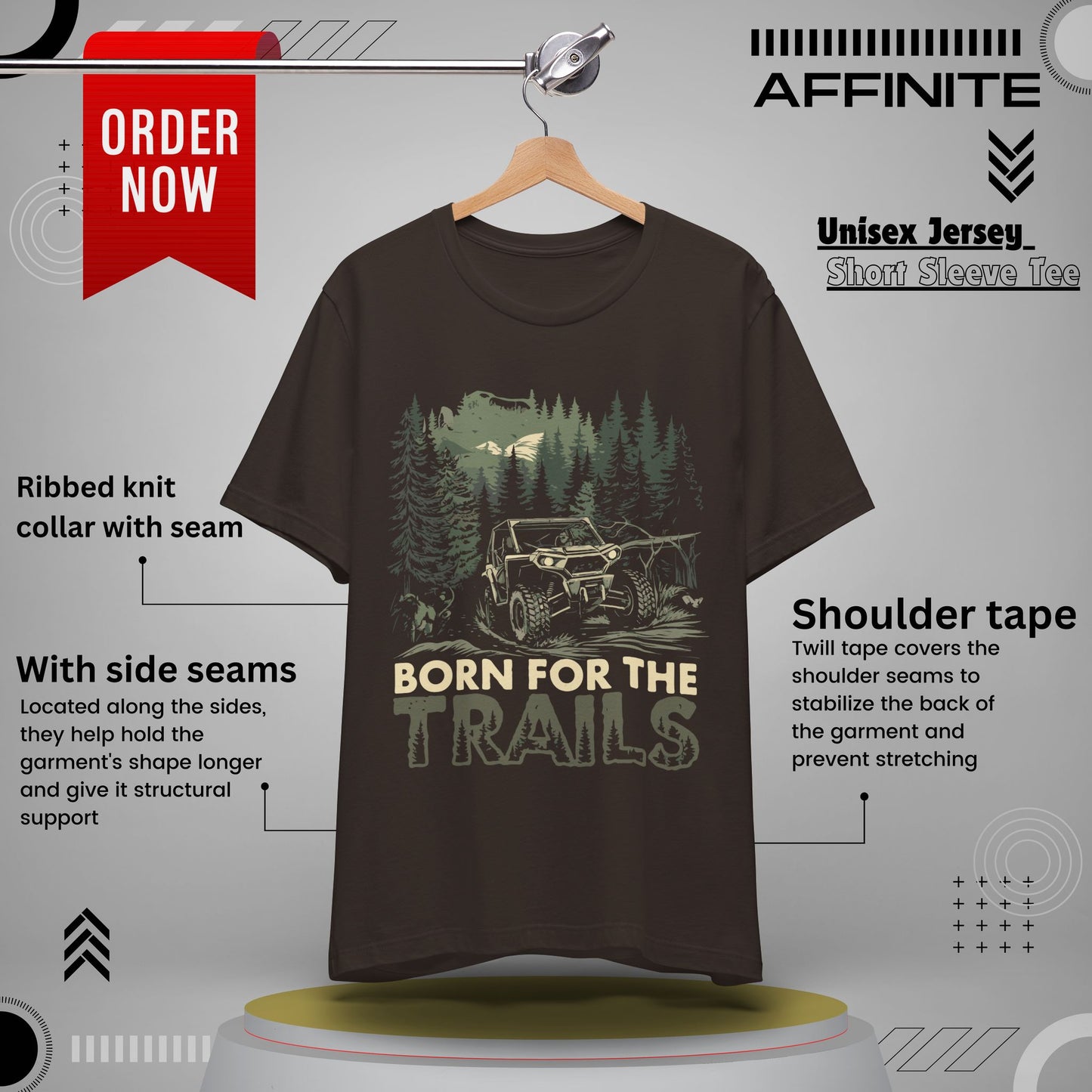T-Shirt Born for the Trails Unisex Adventure Tee Brown