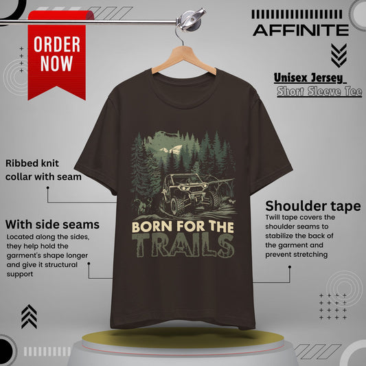 T-Shirt Born for the Trails Unisex Adventure Tee Brown