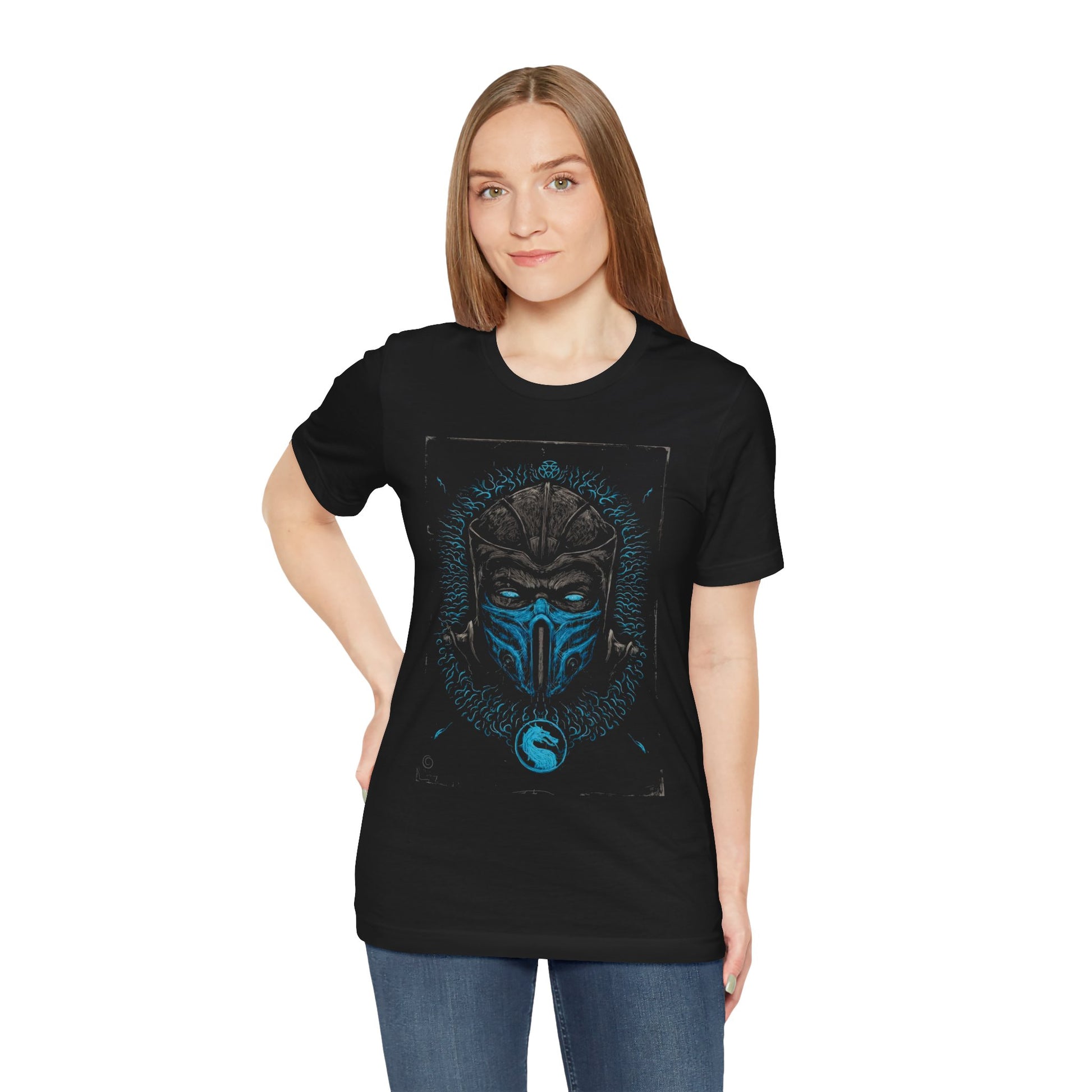 T-Shirt Epic Gamer Tee | Blue Flame Masked Warrior