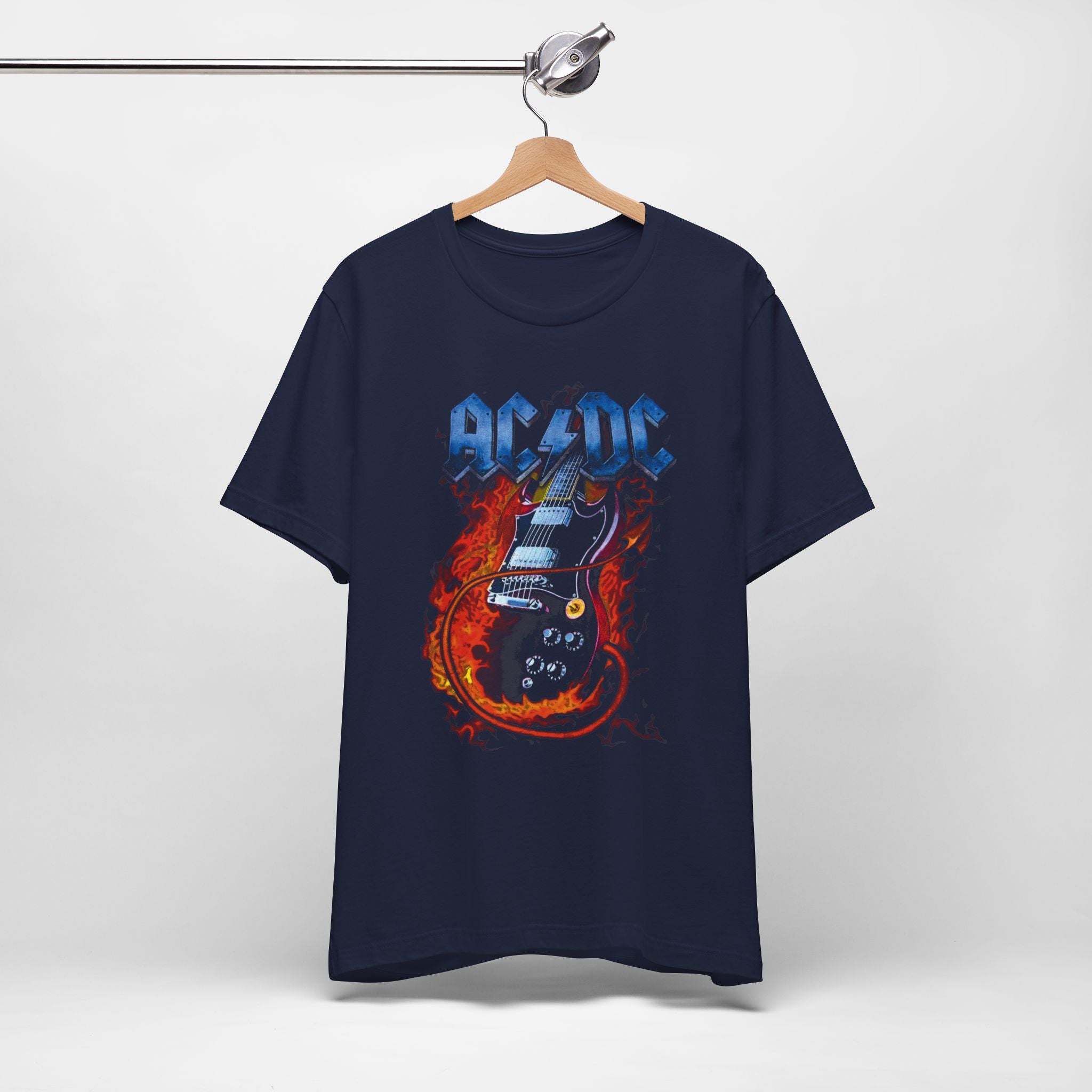 AC/DC Graphic Tee – Rock Band T-Shirt for Fans | Unisex Fit with Flame Guitar Design