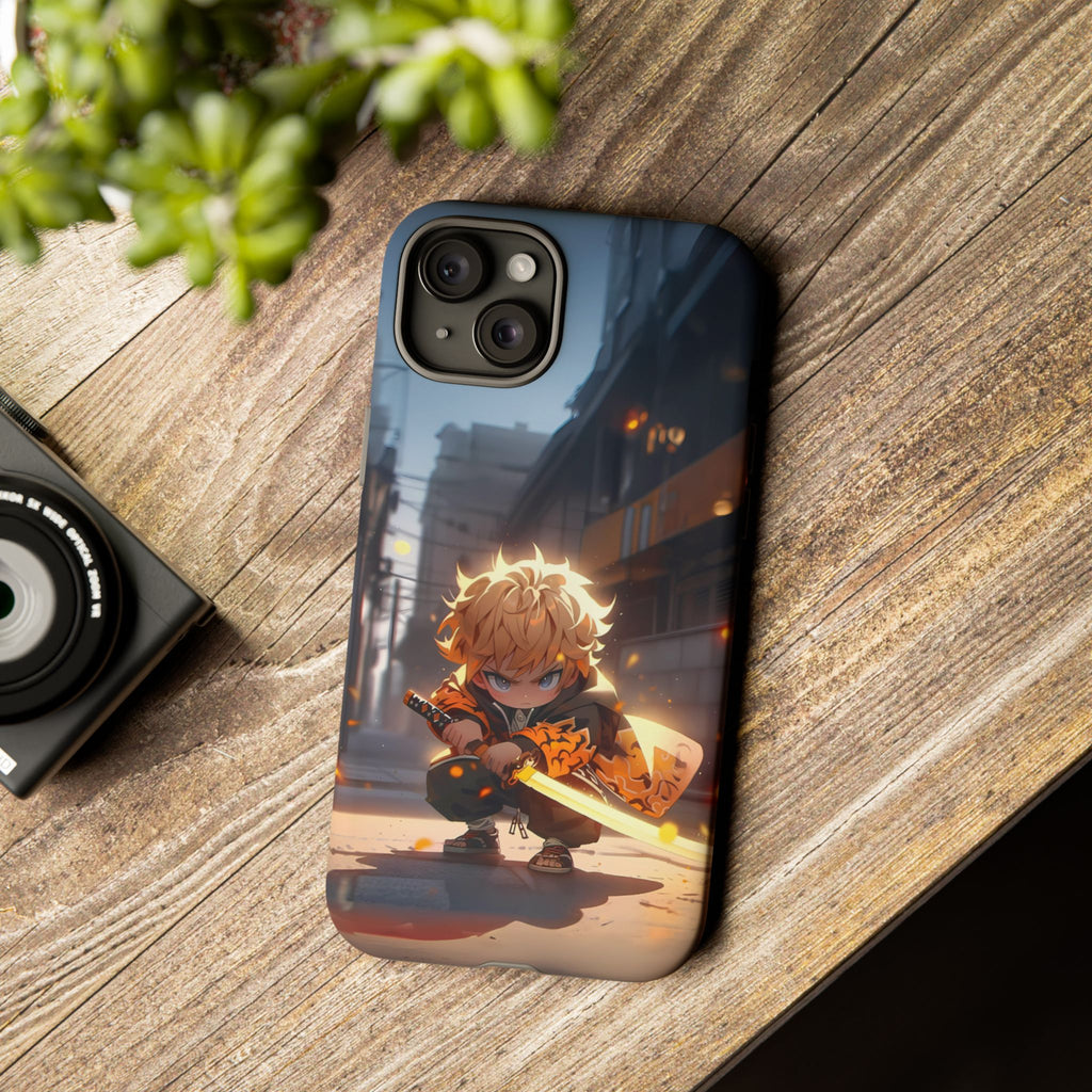 Chibi Zenitsu Lightning Tough Phone Case – Anime Protective Case for iPhone & Samsung, UV Resistant, Durable & Stylish