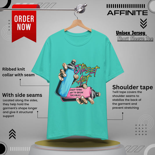 T-Shirt Street Art T-Shirts - Keep Trying Unisex Tee | Graphic Urban Wear Teal