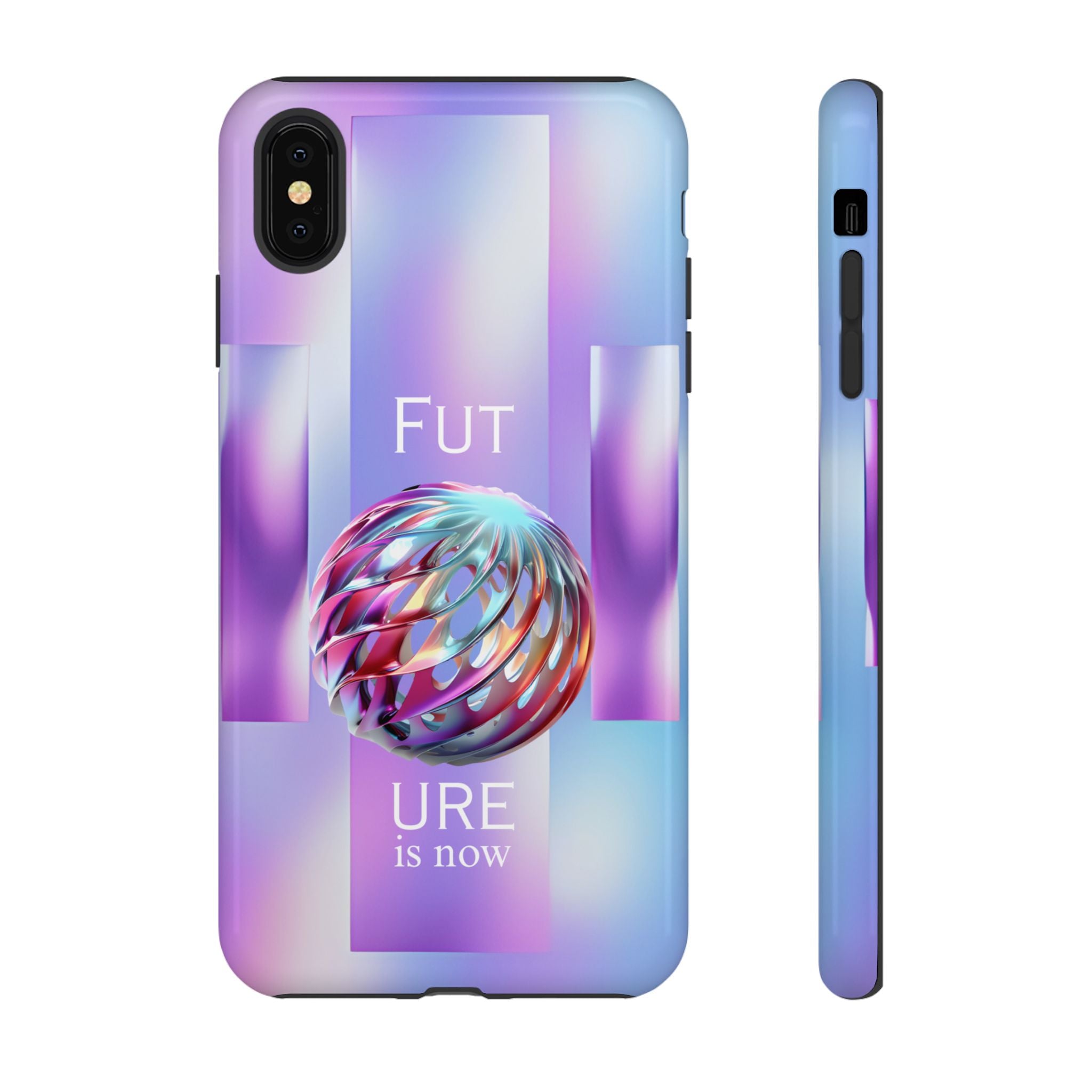 Futuristic Gradient Tough Case – 'Future is Now' 3D Design | Shockproof & UV Protected