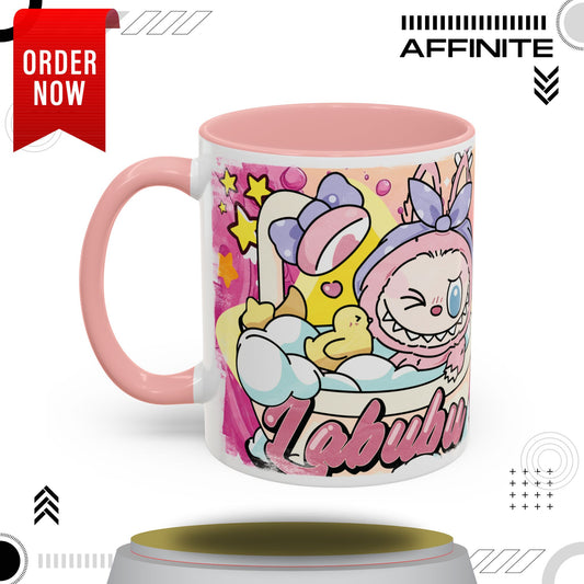 Mug Lazy Yoga Labubu Accent Coffee Mug - Fun & Playful Design for Relaxation 11oz Pink