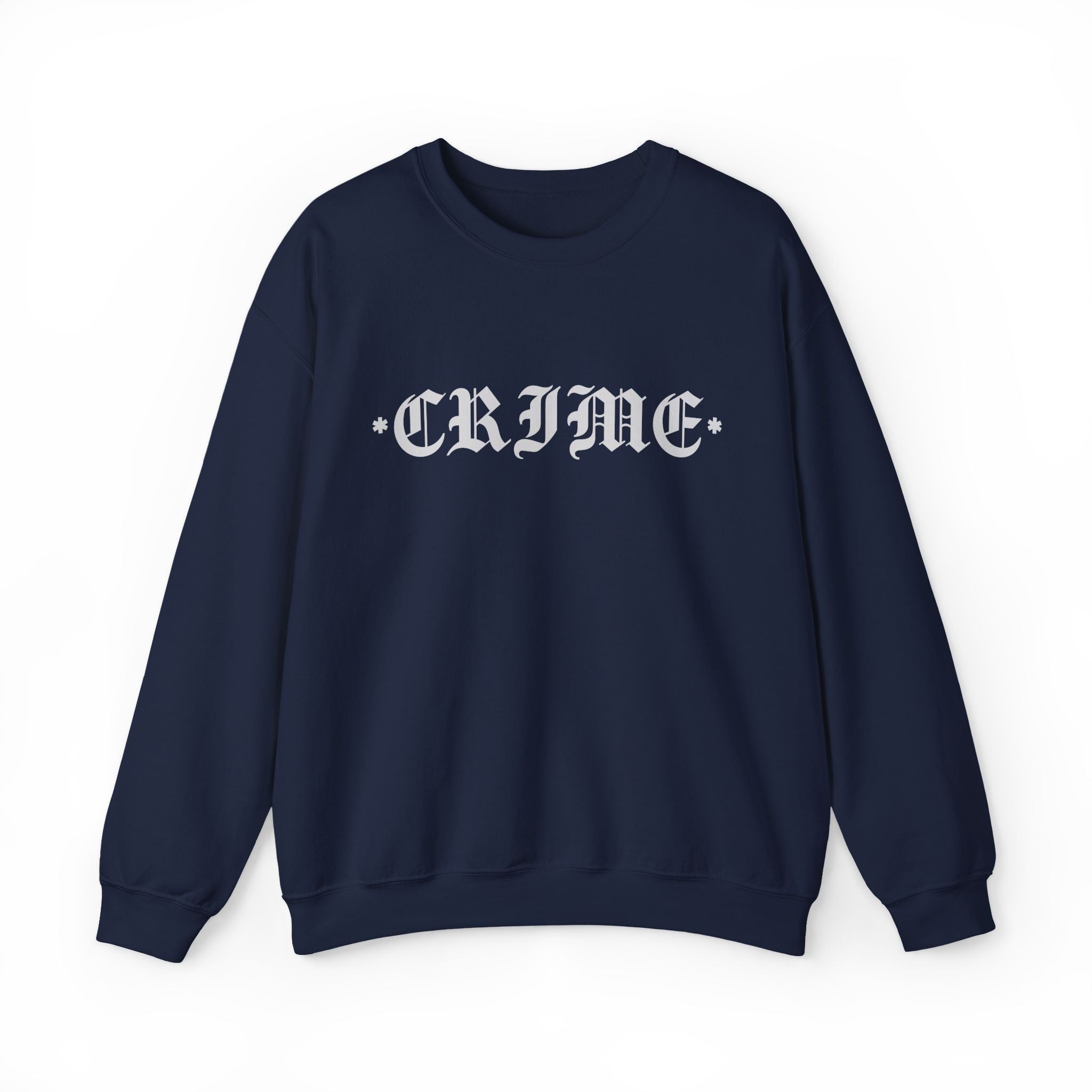 Unisex Heavy Blend Crewneck Sweatshirt - Bold 'CRIME' Graphic - Comfortable Everyday Wear