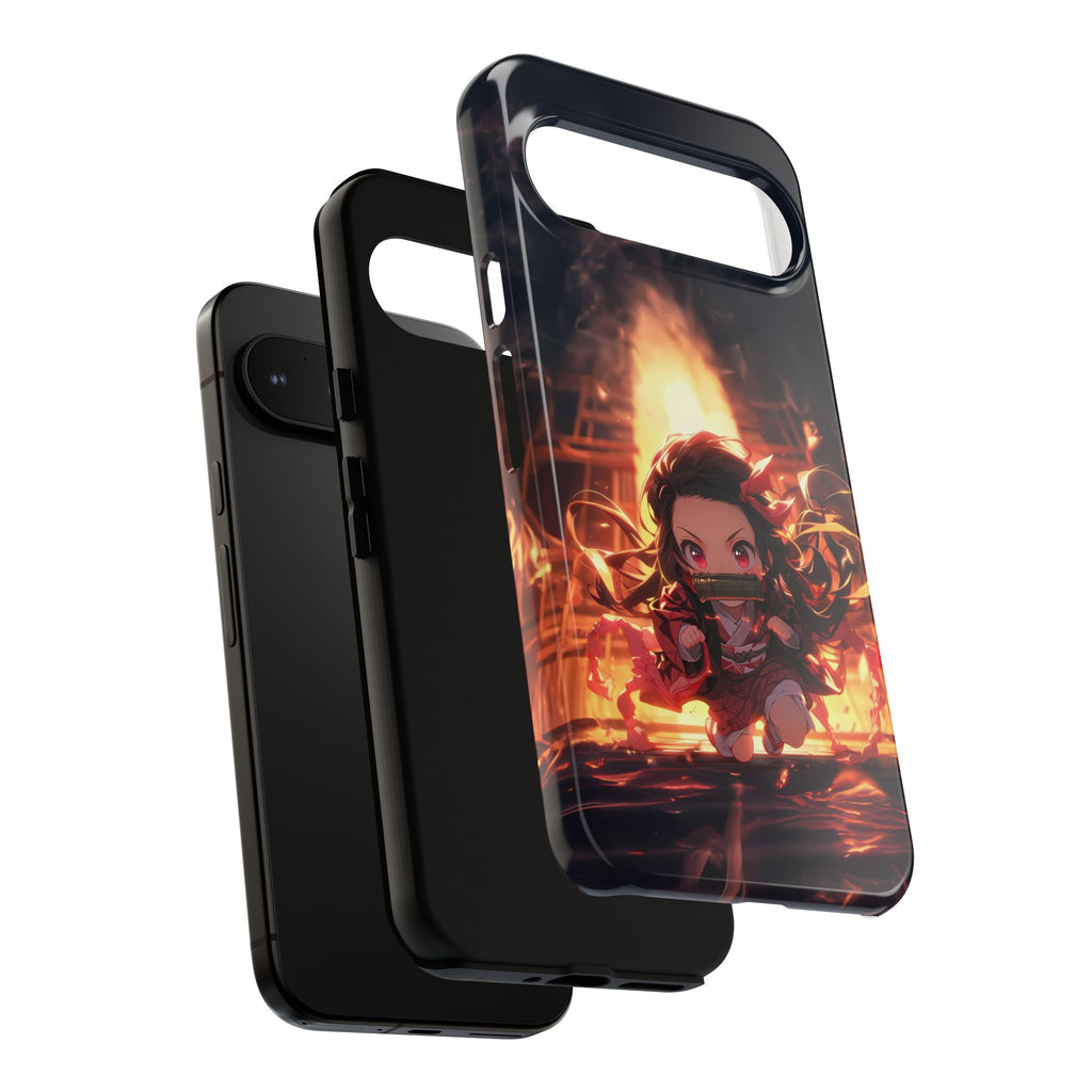 Chibi Nezuko Kamado Tough Phone Case – Anime Protective Case for iPhone & Samsung, UV Resistant, Durable & Stylish