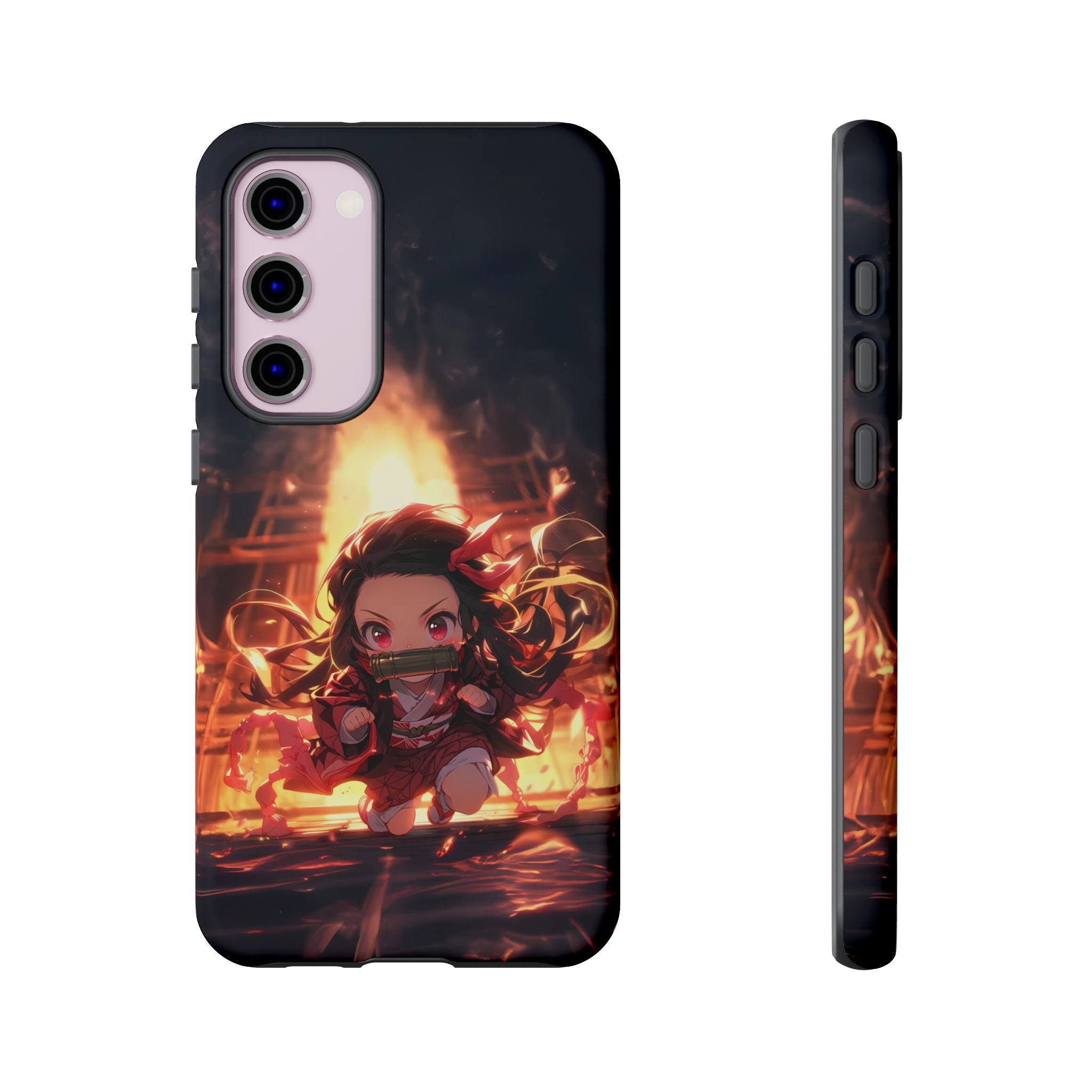 Chibi Nezuko Kamado Tough Phone Case – Anime Protective Case for iPhone & Samsung, UV Resistant, Durable & Stylish