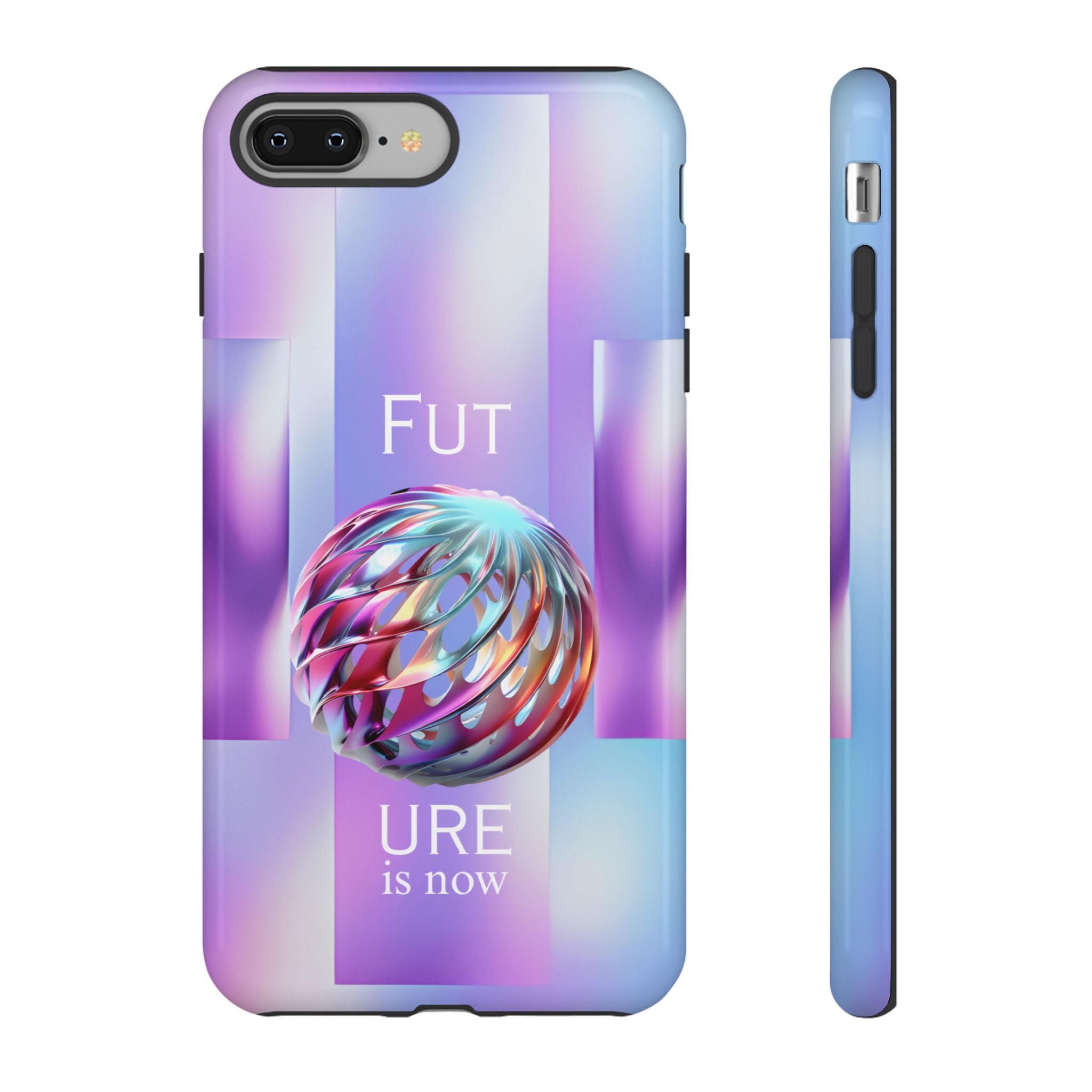 Futuristic Gradient Tough Case – 'Future is Now' 3D Design | Shockproof & UV Protected