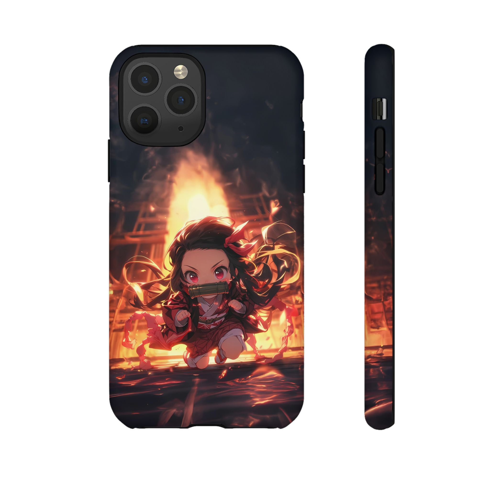 Chibi Nezuko Kamado Tough Phone Case – Anime Protective Case for iPhone & Samsung, UV Resistant, Durable & Stylish
