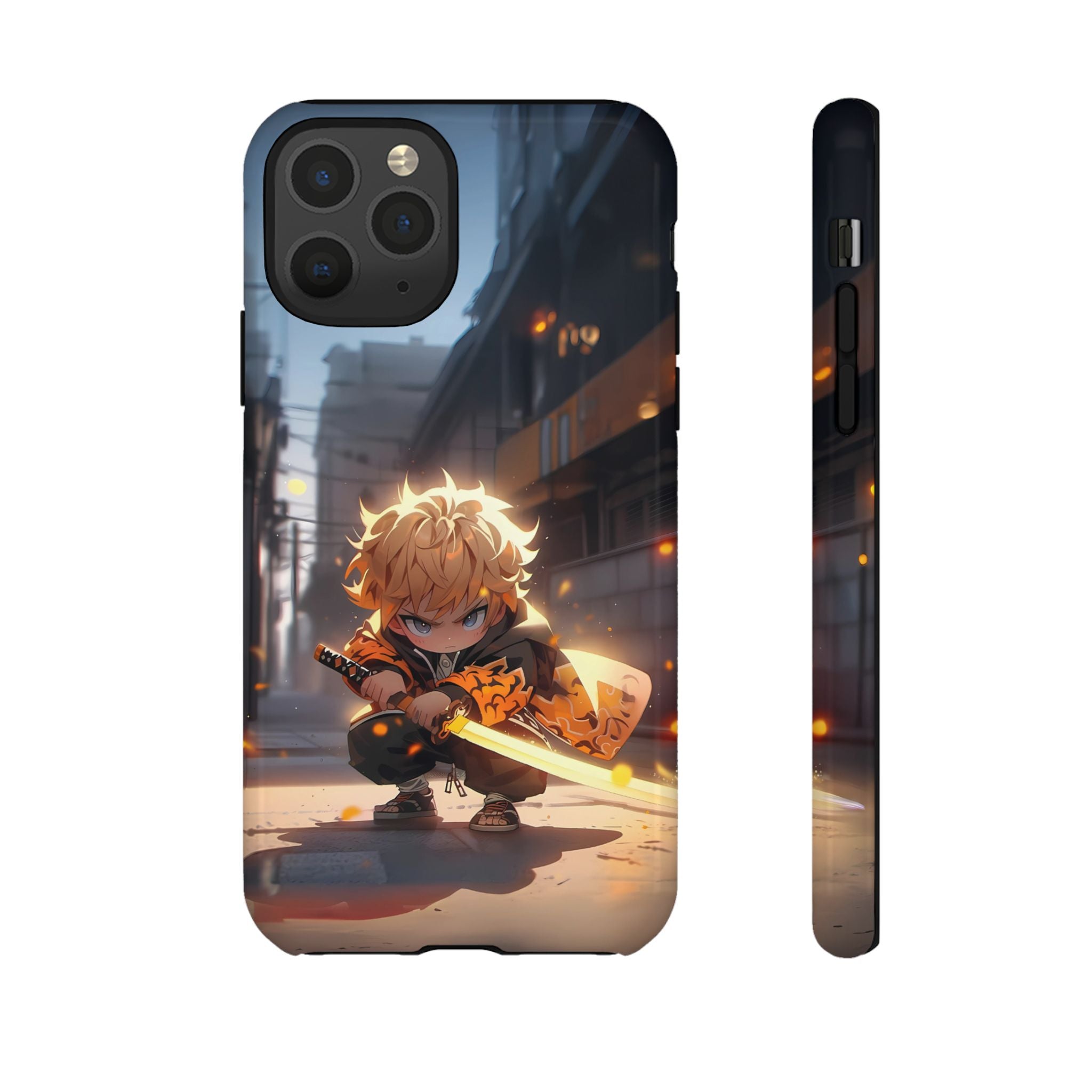 Chibi Zenitsu Lightning Tough Phone Case – Anime Protective Case for iPhone & Samsung, UV Resistant, Durable & Stylish