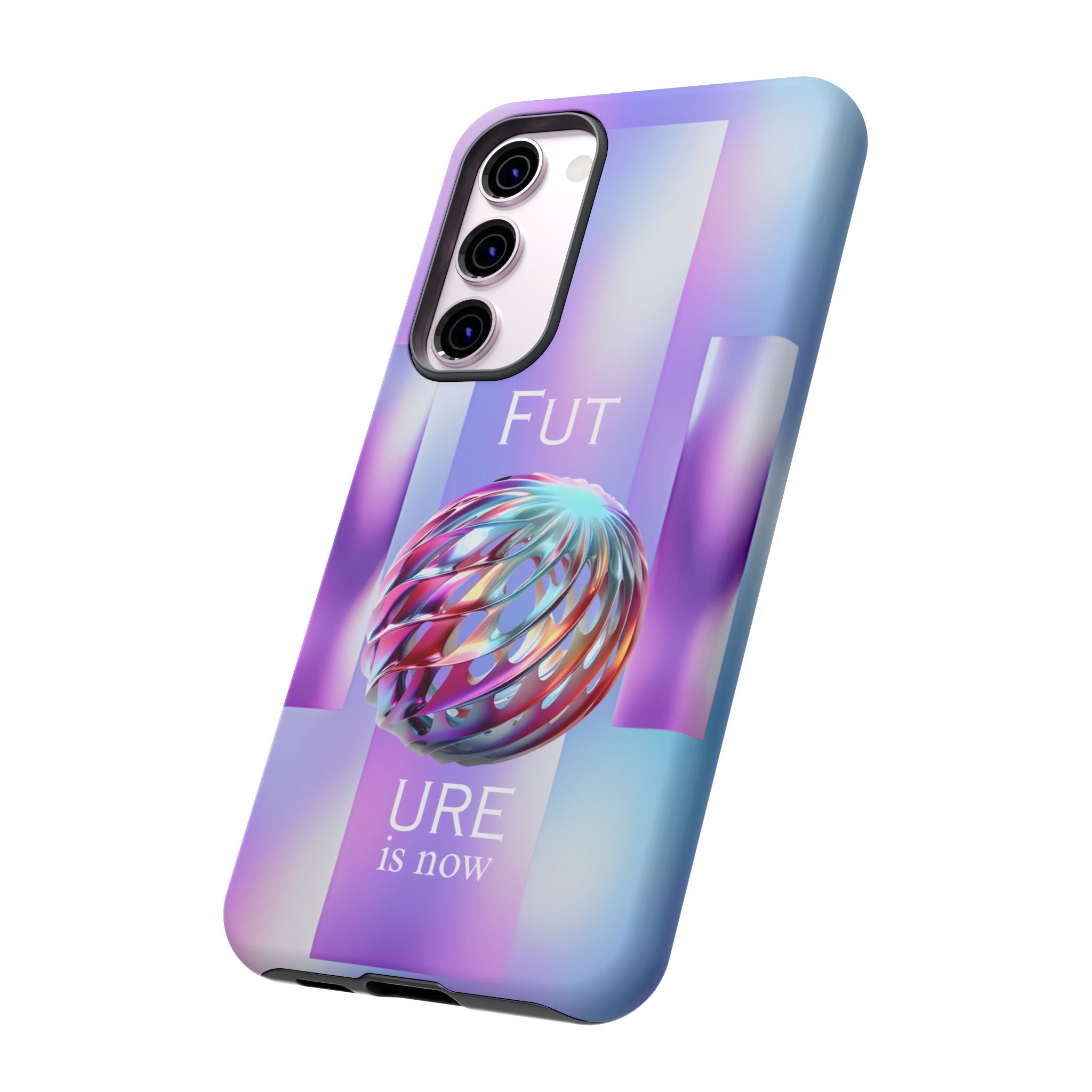 Futuristic Gradient Tough Case – 'Future is Now' 3D Design | Shockproof & UV Protected