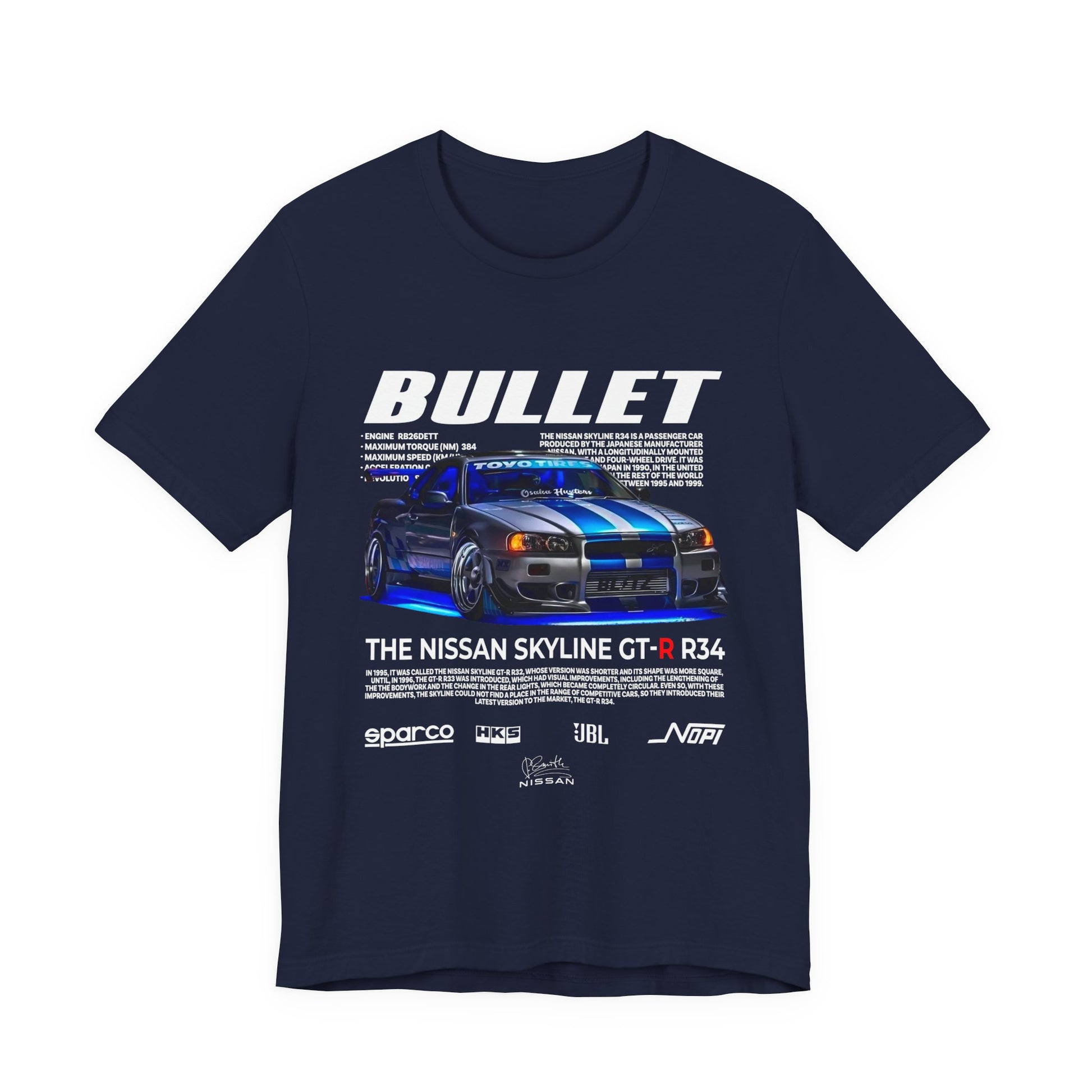 T-Shirt Nissan Skyline GT-R R34 Graphic Tee – Unisex Car Enthusiast T-Shirt – JDM Racing Gift for Him or Her