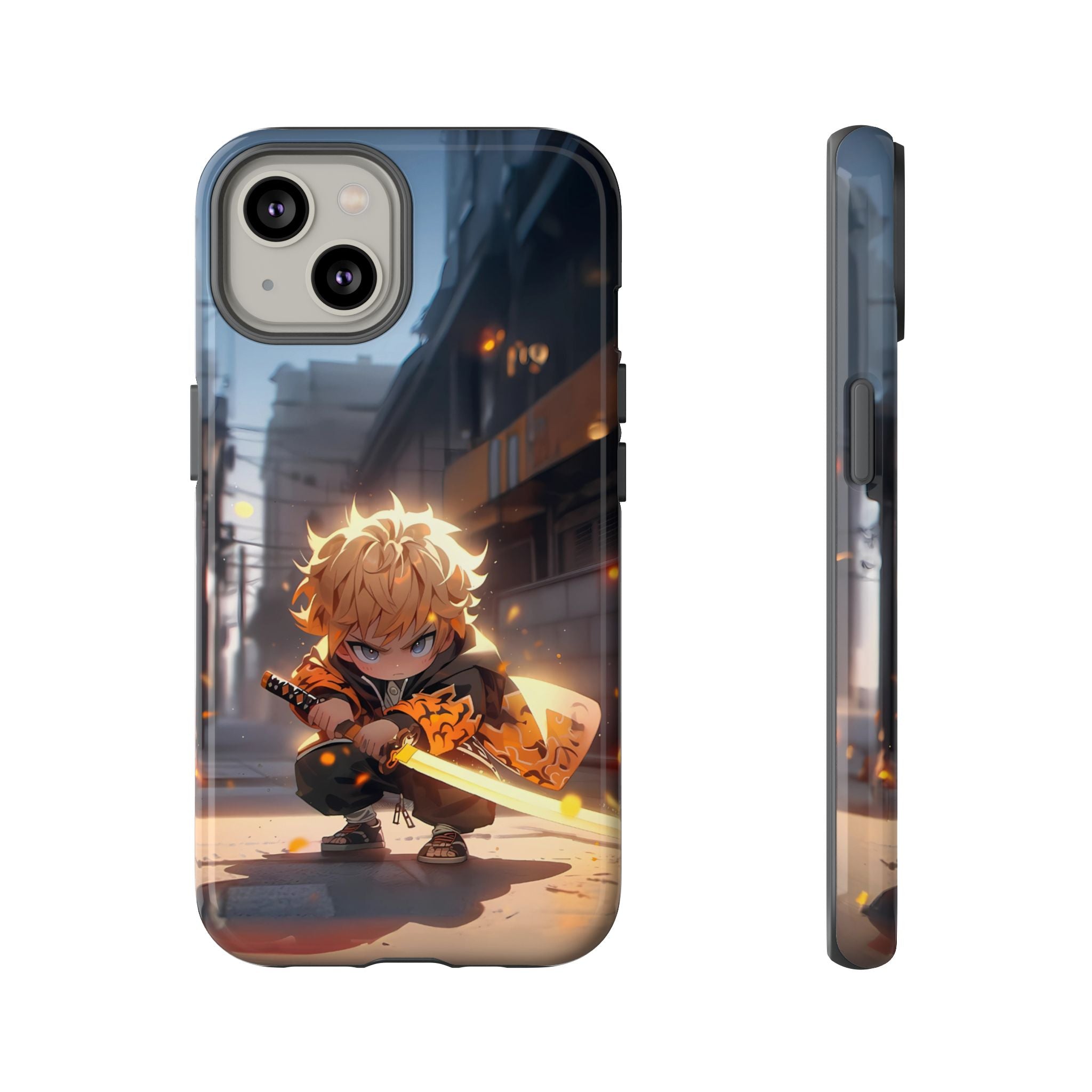 Chibi Zenitsu Lightning Tough Phone Case – Anime Protective Case for iPhone & Samsung, UV Resistant, Durable & Stylish