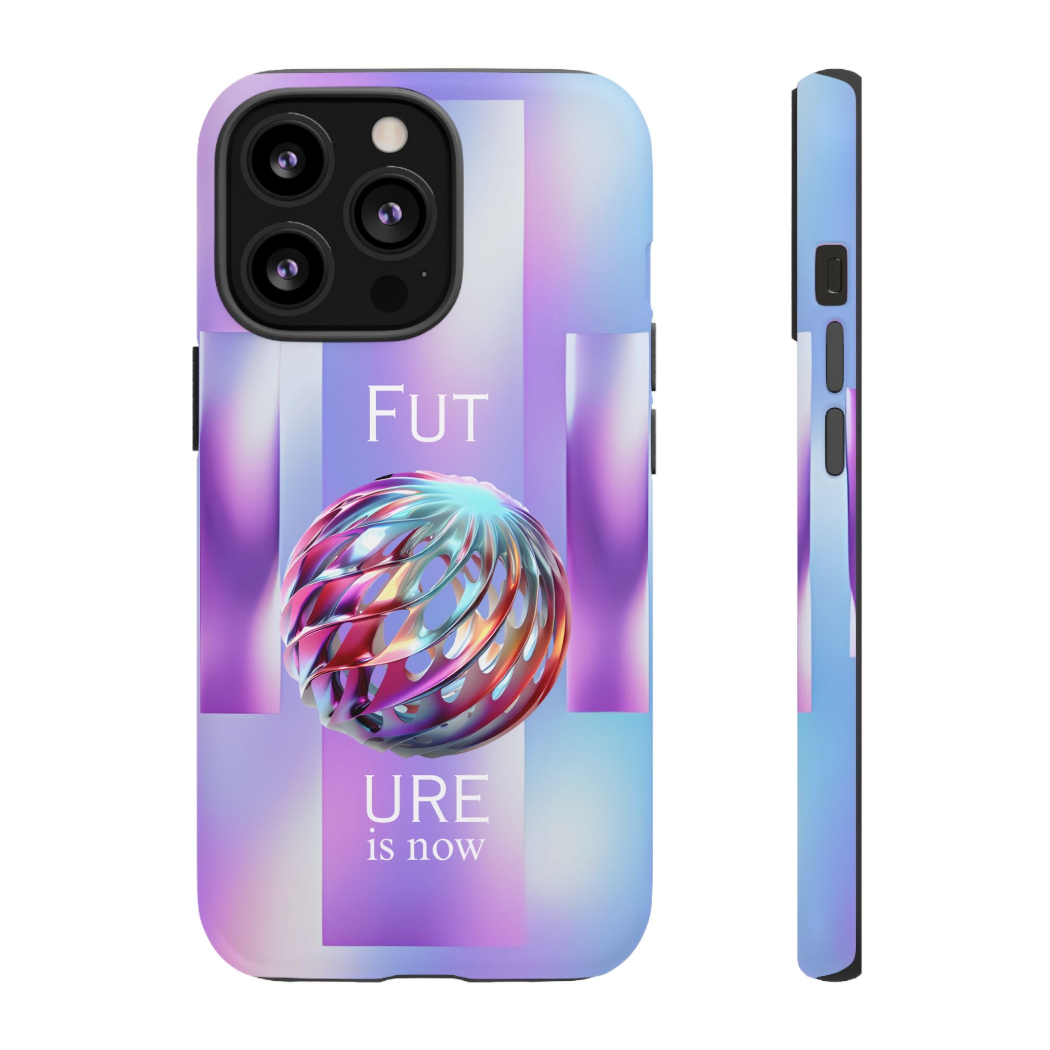 Futuristic Gradient Tough Case – 'Future is Now' 3D Design | Shockproof & UV Protected