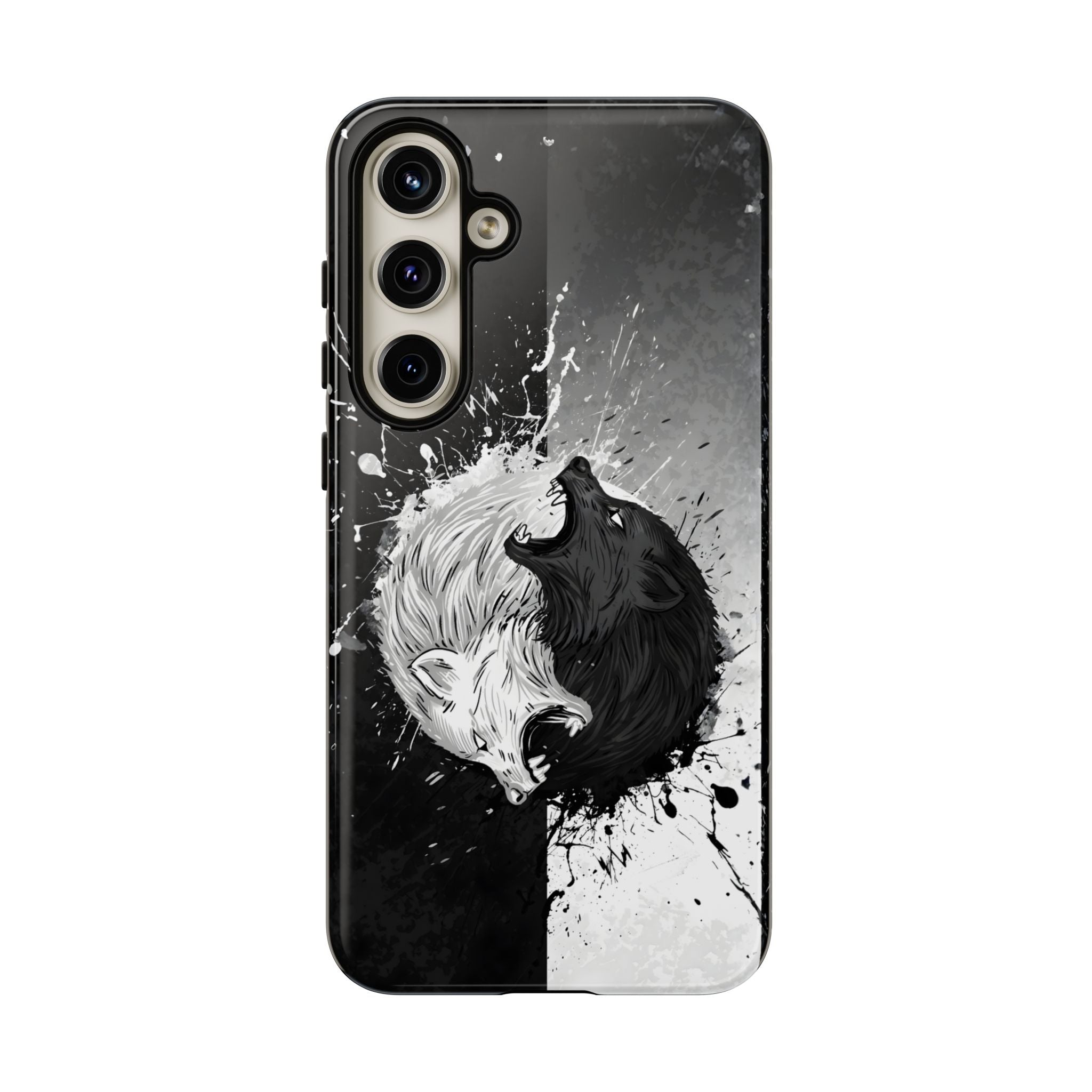 Yin Yang Wolf Phone Case - Dual Layer Protective Cover Tough Cases