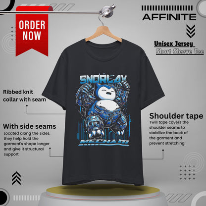 T-Shirt Robot Snoorlax Unisex Softstyle T-Shirt / Anime-Inspired Graphic Tee by Bella+Canvas Vintage Black