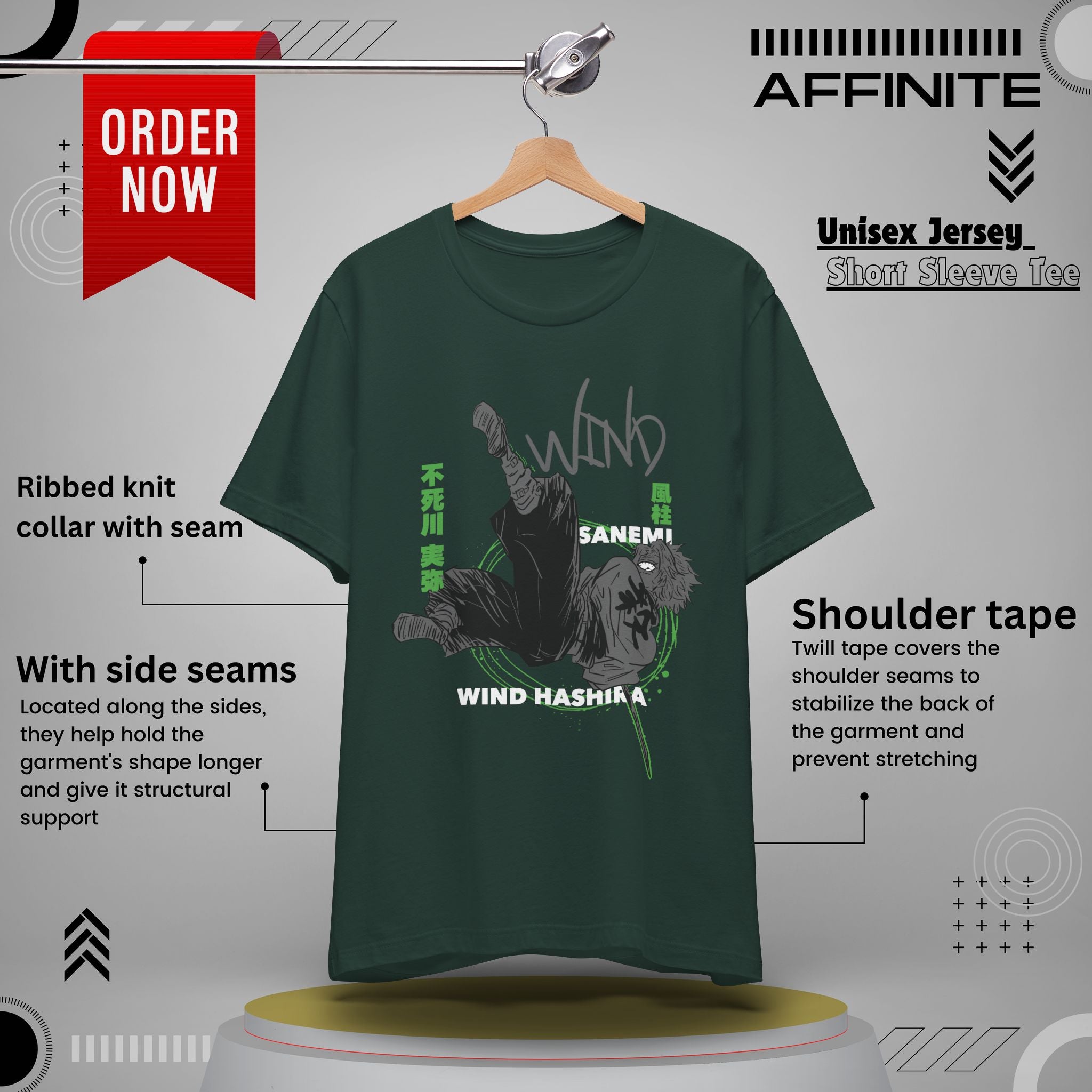 T-Shirt Sanemi Wind Hashira Shirt - Official Demon Slayer Merch (Unisex Anime Tee) Forest