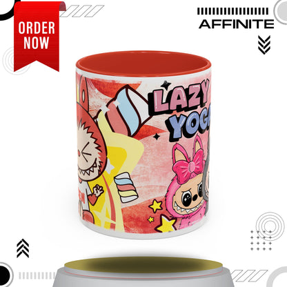 Mug Lazy Yoga Labubu Cartoon Accent Coffee Mug - Fun and Playful Design for Coffee Lovers