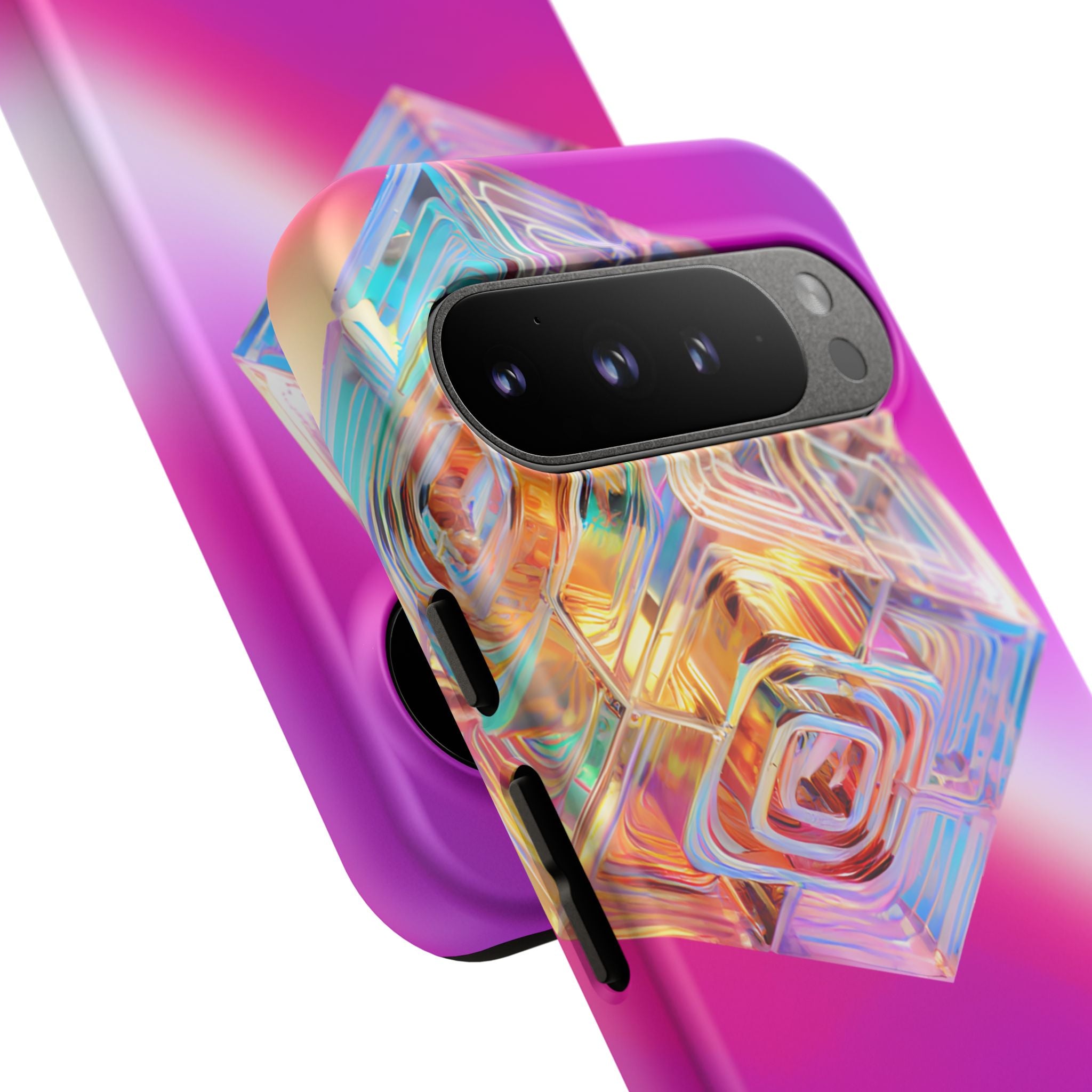 Vibrant 3D Cube Phone Case - Colorful Gradient Art for iPhone, Samsung & Pixel