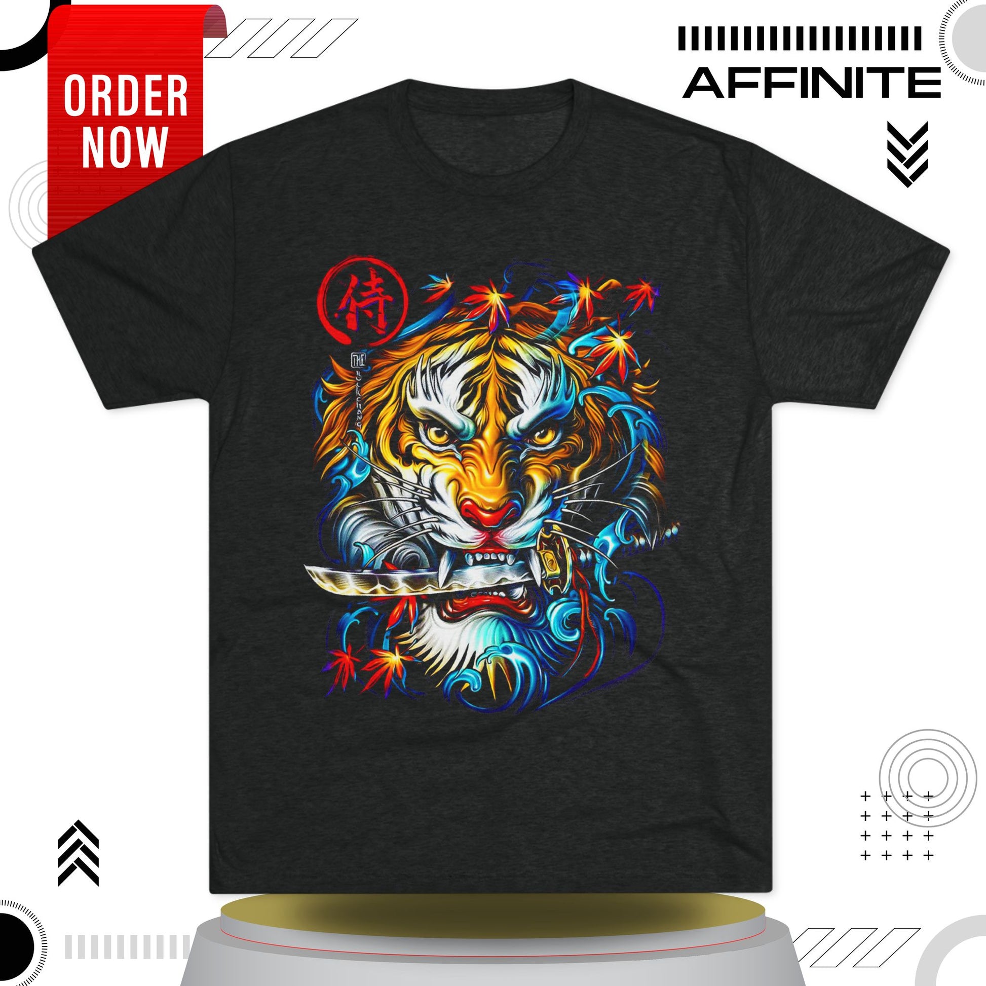 T-Shirt Cotton Graphic Tee - Fearless Tiger Tri-Blend Crew (Unisex)