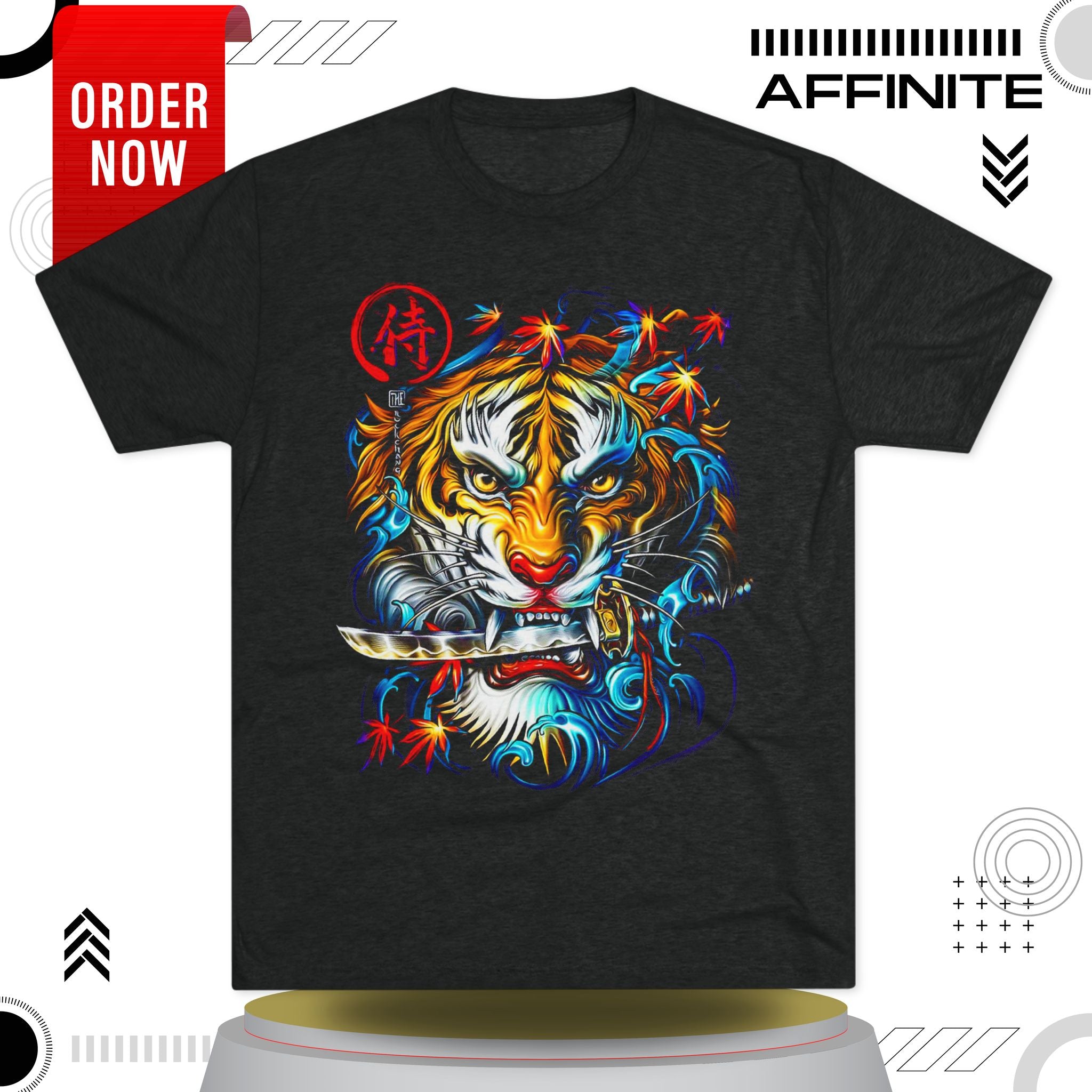 T-Shirt Cotton Graphic Tee - Fearless Tiger Tri-Blend Crew (Unisex)